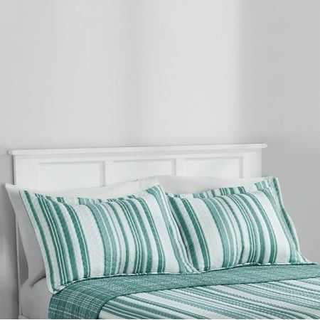 Mainstays Vertical Stripe Green Quilt Sham Standard/Queen (2-Piece)