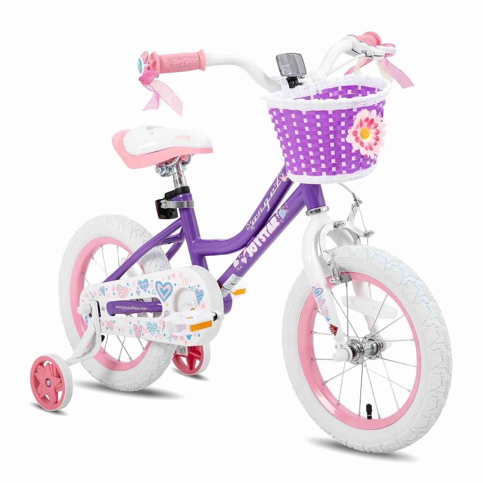JOYSTAR Angel Girls Bike 12 Inch Kids Bike with Training wheels for 2-4 Years Old Girls,Toddler Bicycle,Purple