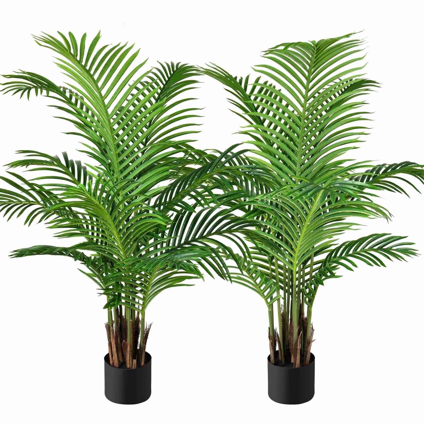 Scidweet 2 Pack Artificial Plants Palm Tree, 4 ft Faux Majesty Plants Artificial Trees in Pot for Indoor Outdoor Home Office Decor