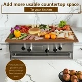 Sentsu 36x24 Extra Large Acacia Wood Cutting Boards with Juice Groove and Handles, 5XL Stove Top Cover Thick Heavy Duty Pre-Oiledf