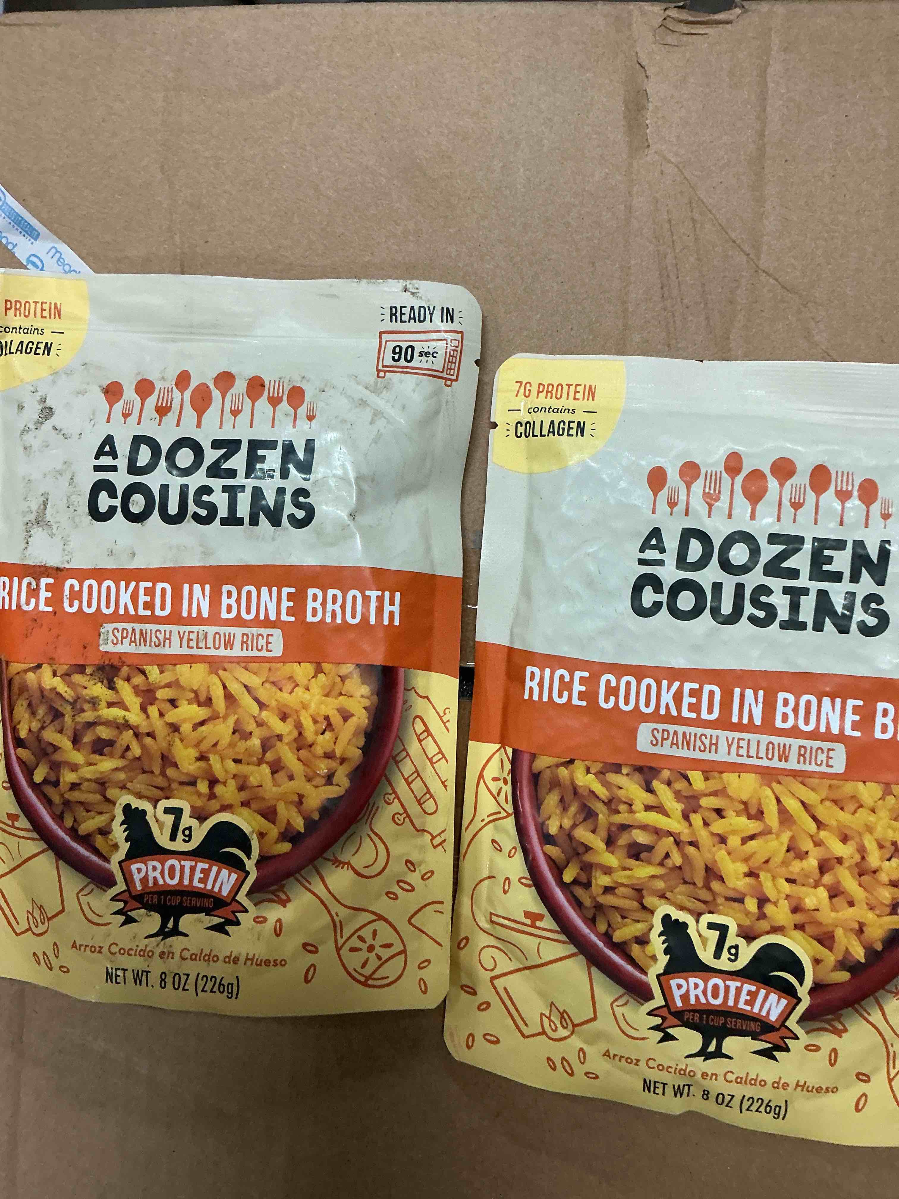 A Dozen Cousins Yellow Spanish Rice Cooked in Bone Broth  Gluten-Free Microwave Side Dish  8 oz Pouch