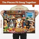 BenBen Jigsaw Puzzles 1000 Pieces for Adults Ages 12+, Dogs' Dinner Party, 26.63 x 19.25