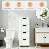Dalattin Floor Bathroom Storage Cabinet with 4 Drawers, Freestanding Cabinet Organizer Unit for Living Room Bedroom, White