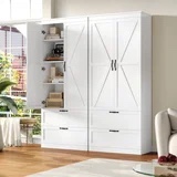 Homfa 70'' Tall Kitchen Pantry with Shelf & Drawer, Farmhouse 2 Door Pantry Storage Cabinet for Dining Room Living Room, White