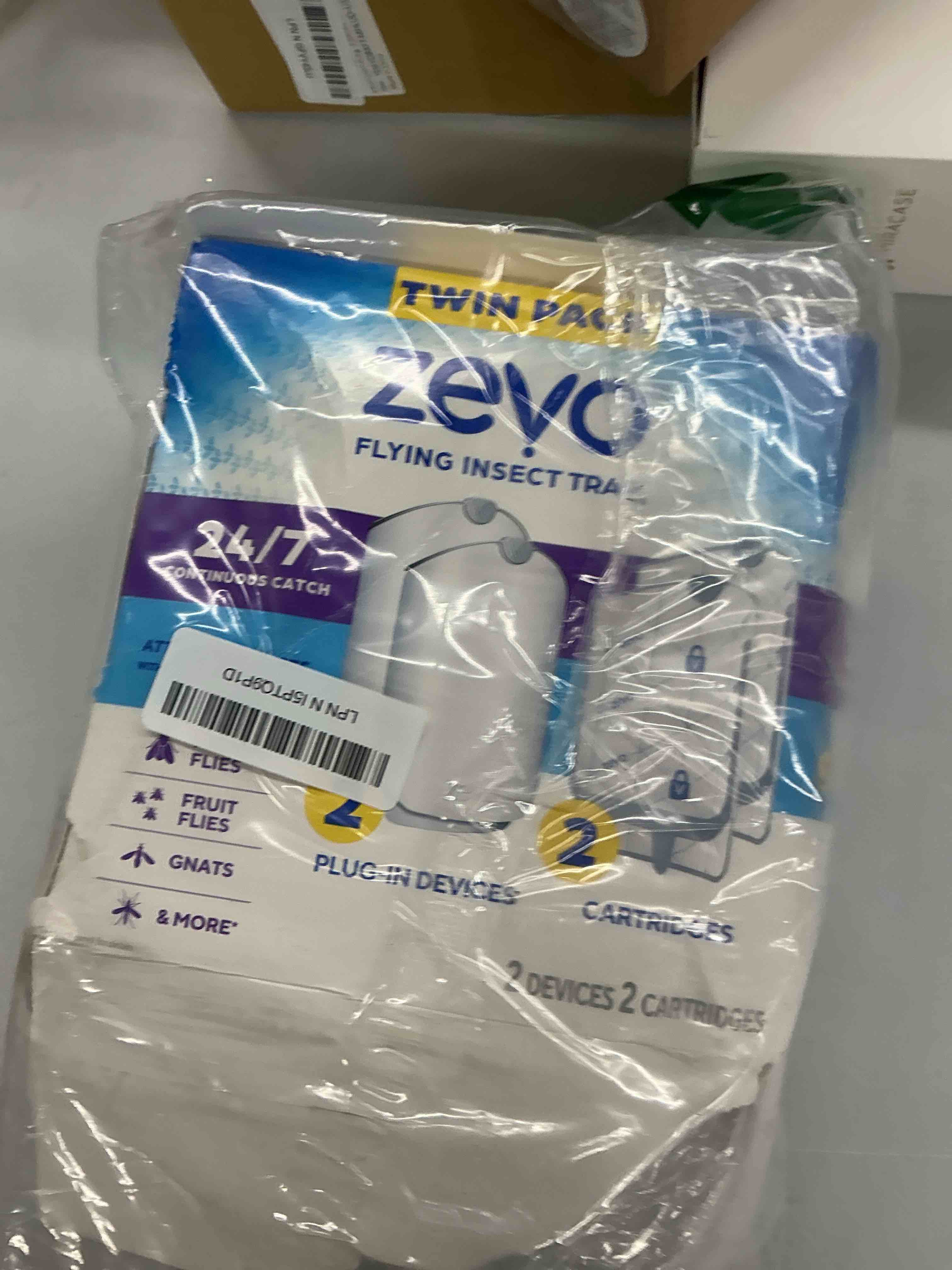 Zevo Flying Insect Trap & 3 Refill Cartridges - Plug in Fly Trap & Indoor Bug Catcher for Gnats, House & Fruit Flies - Blue & UV Light Technology, Mess-Free Alternative to Bug Zapper