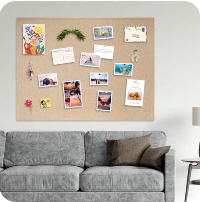 60"x36" Beige Large Bulletin Board Decorative Foldable Felt Pin Board Square Felt Wall Tiles Photo Display Board for Wall Cork Boards DIY Vision Board with Self-Adhesive Tape Home School Office Decor