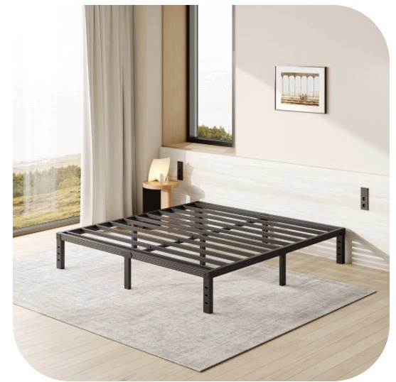 FSCHOS 12 Inch King Size Bed Frame, Heavy Duty Metal Platform, No Box Spring Needed, Easy Assembly, Black