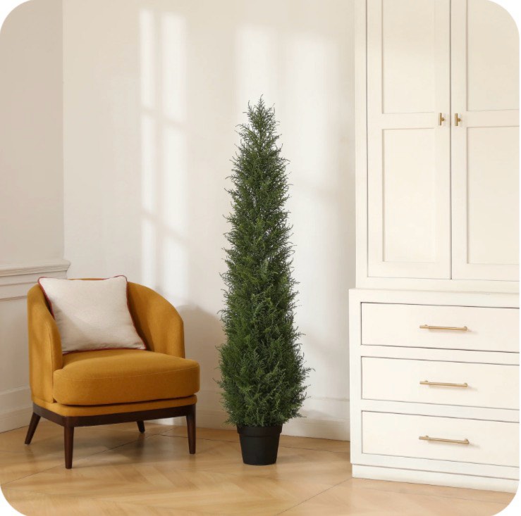 2 Pack 5 ft Artificial Cedar Tree UV Rated , Artificial Christmas Topiary Tree, Pre-Potted Plants for Indoor Outdoor Housewarming Gift Home Decor, DR.Planzen