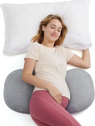 ZZZhen Pregnancy Pillow for Sleeping, G Shaped Maternity Pillow - 56 Inch with Grey Microfiber Remov