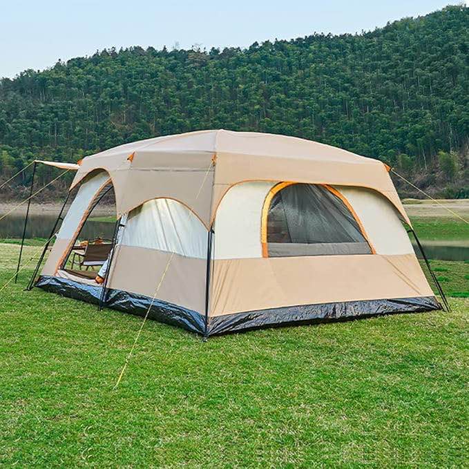 House Tent Large Tents for Camping Hiking Party,Multi-Family Tent with Mesh Windows,Sturdy Steel Poles,Waterproof Double Layer,Outdoor Tent Sun Shelter (Size : 2-6 Persons). similar photo.