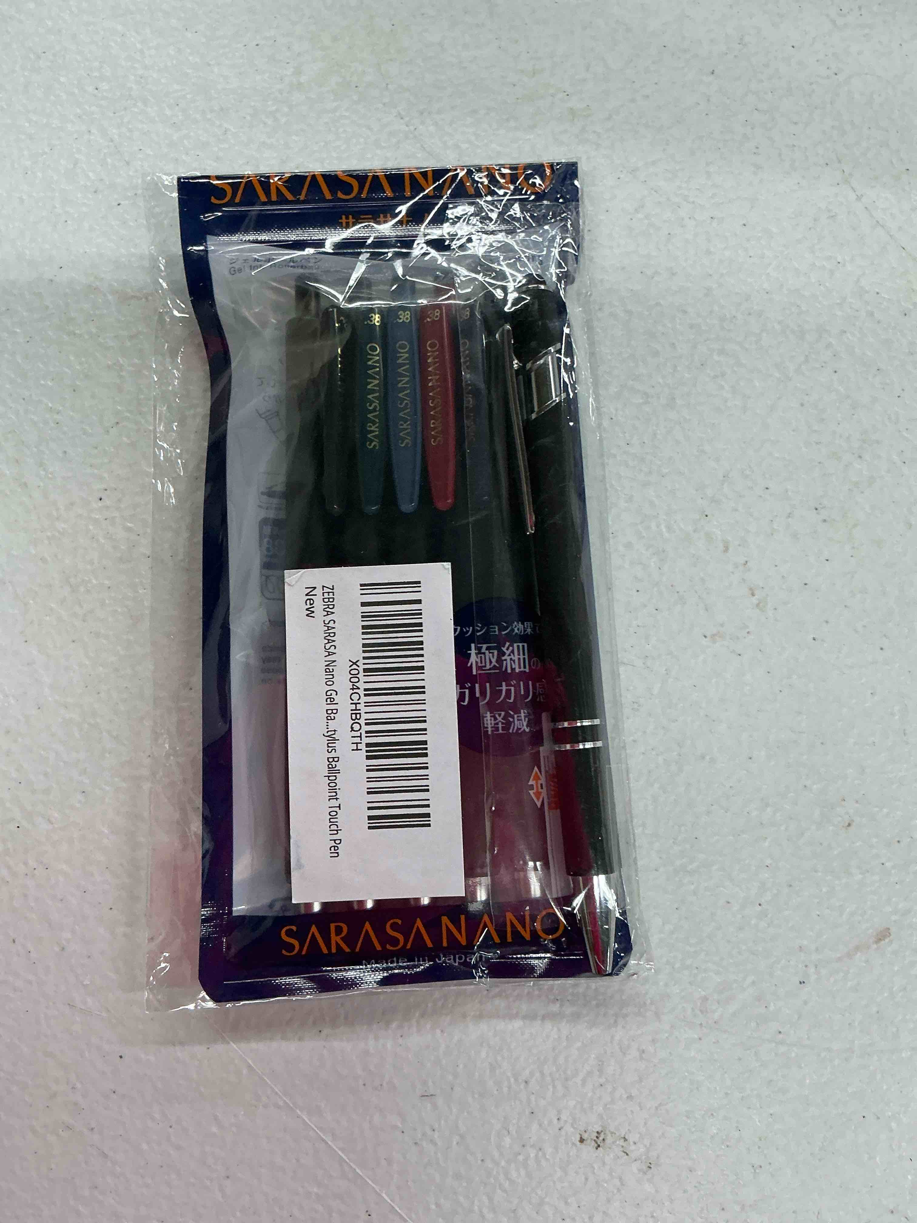 Condition photo showing New/Like New for zebra sarasa nano gel ballpoint pen 0.38mm extra fine point rubber grip 10 colors set jjx72-10c japan import with original stylus ballpoint touch pen