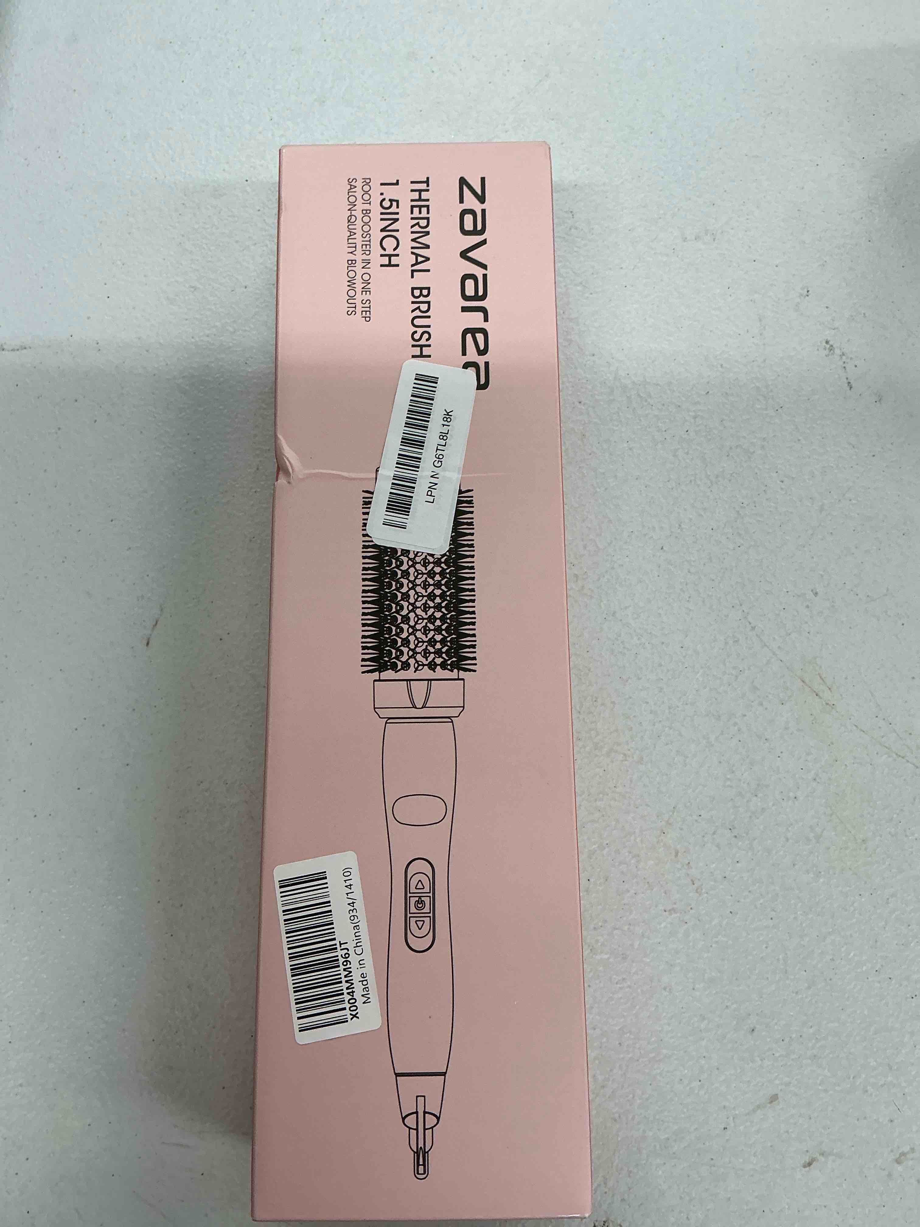 Condition photo showing New/Like New for thermal brush 1.5" heated round – 30s heat, 30 temp settings, ionic ceramic | 140°f–430°f in 10°f steps for all hair. ionic ceramic fights frizz. dual voltage ac + automatic shut-off. not for wet hair. pink