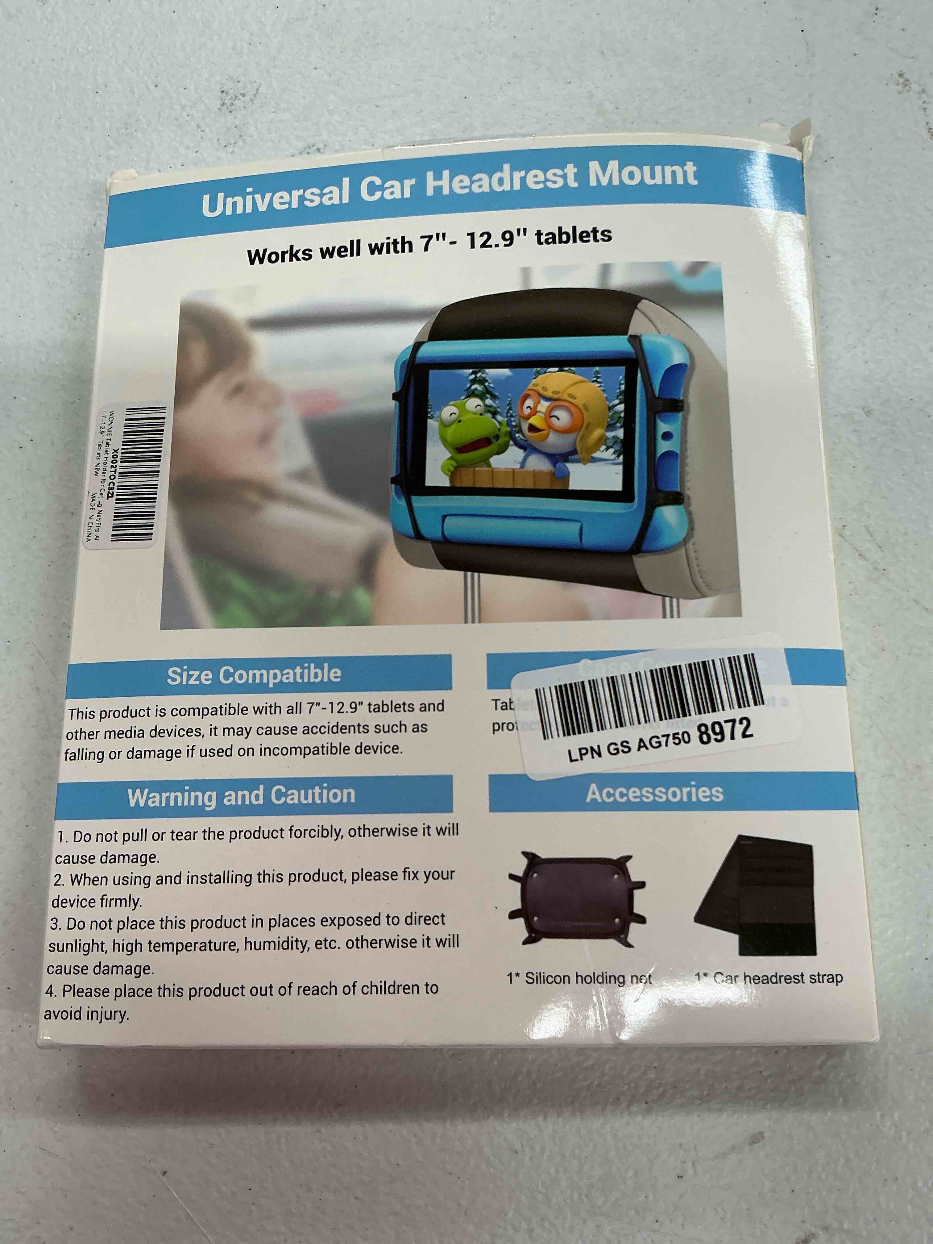 Condition photo showing Good Condition for wonnie tablet holder for car, upgraded ipad holder for car mount headrest, ipad mount back seat for kids with anti-slip strap, silicone holding net/fits all 7-12.9'' tablets 1 pack- fits 7-12.9" tablet