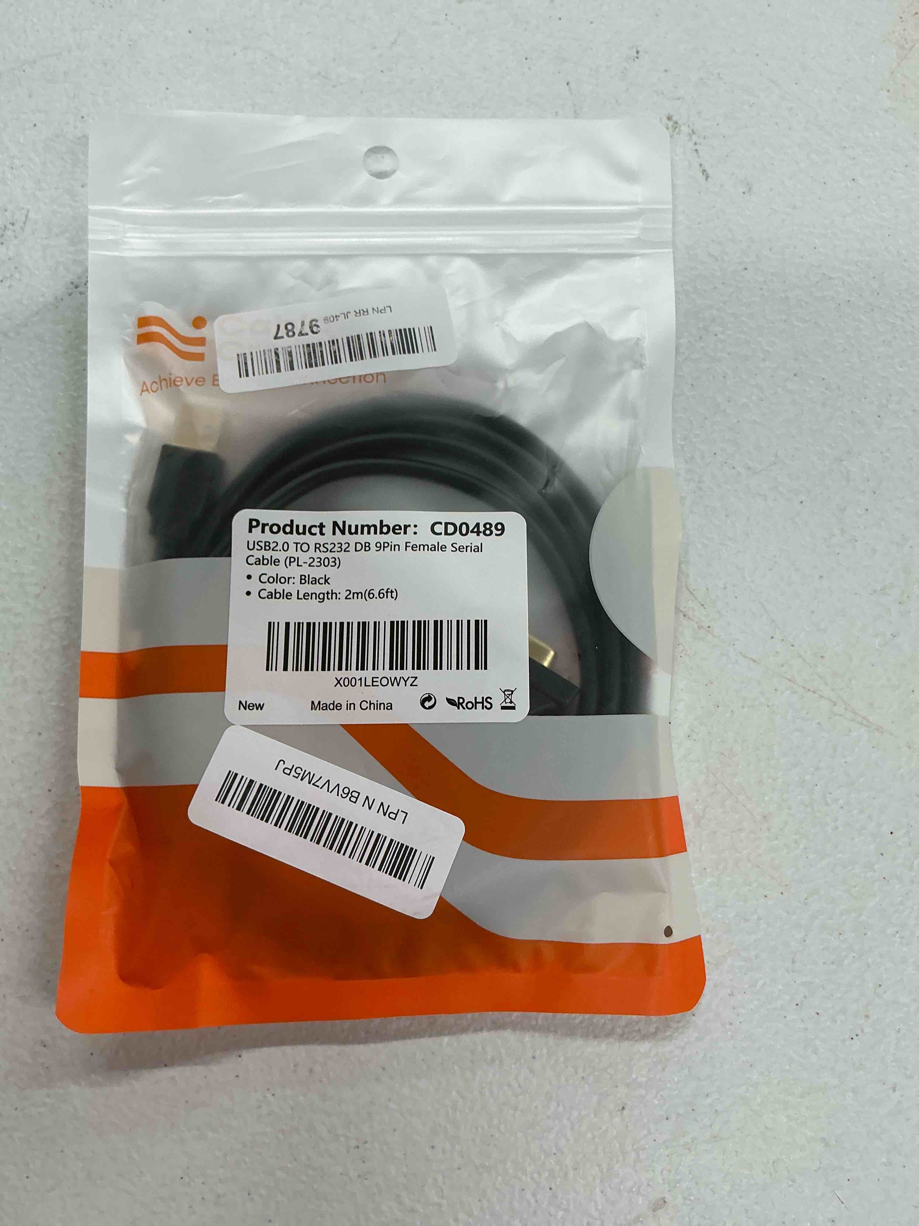 Condition photo showing New/Like New for cablecreation usb to rs232 adapter with pl2303 chipset, 6.6ft usb 2.0 male to rs232 female db9 serial converter cable for cashier register, modem, scanner, digital cameras, cnc,black 6.6 ft pl2303 chipset