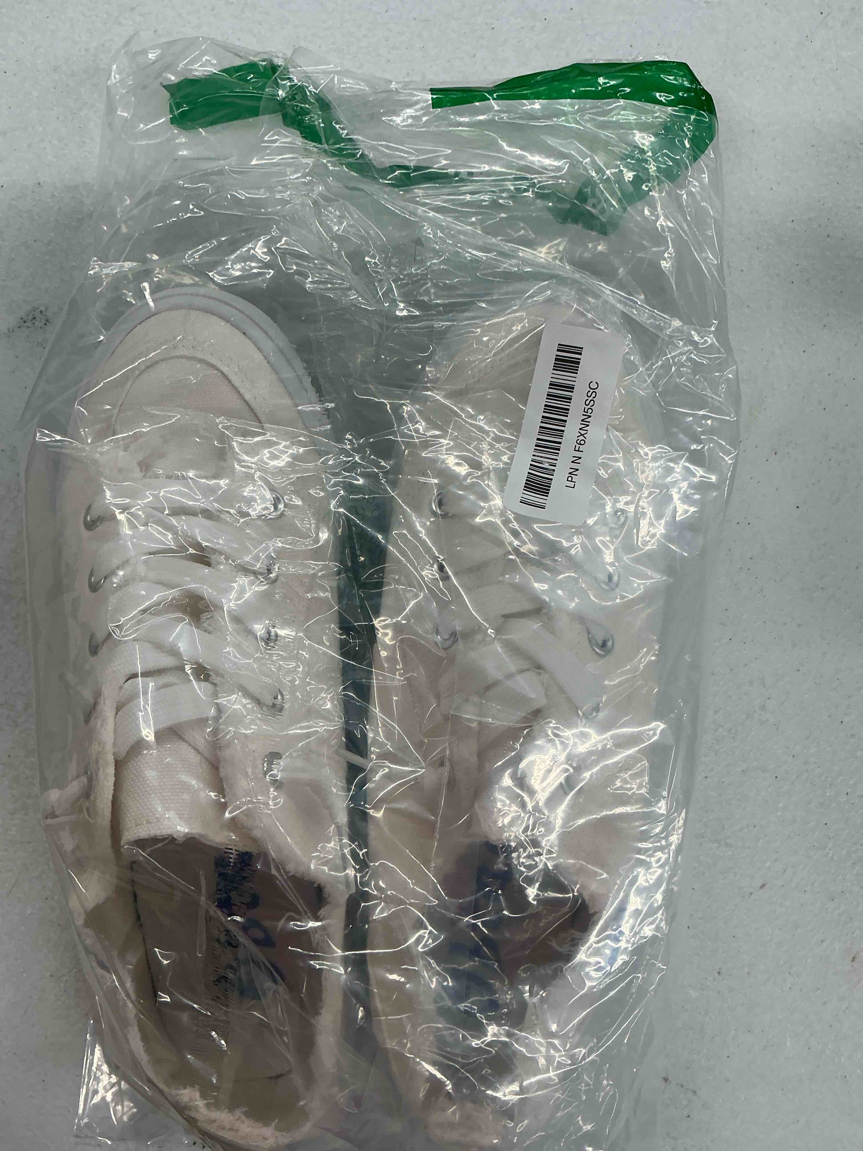 Condition photo showing New/Like New for obtaom women's play fashion sneaker white color washed and leopard canvas slip on shoes 8 white color washed