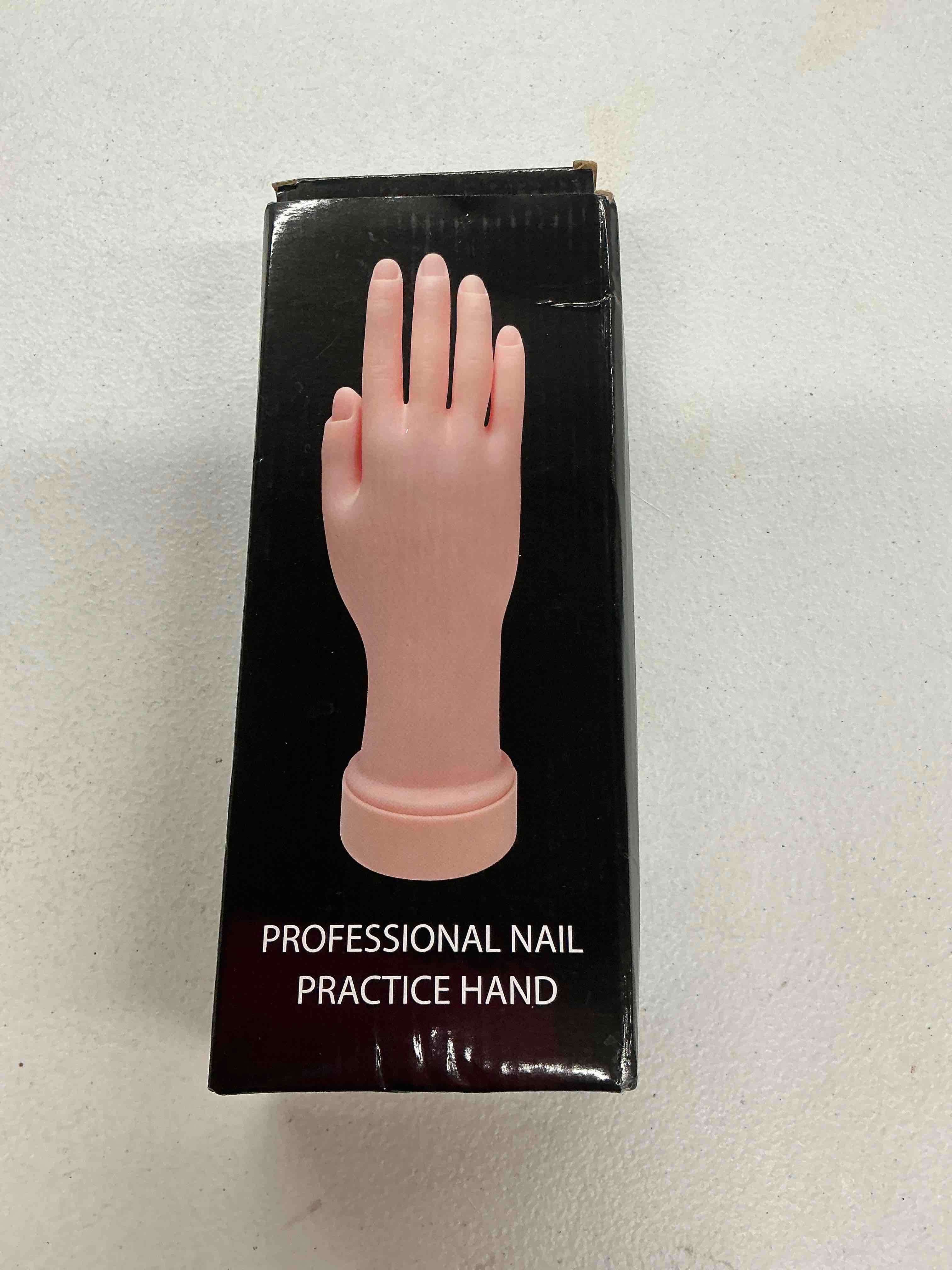 Condition photo showing Good Condition for 1pcs silicone practice hand for nail training with 48 adhesive tabs, fake hand for acrylic nails, flexible reusable mannequin hand model for gel polish, manicure and nail art practice