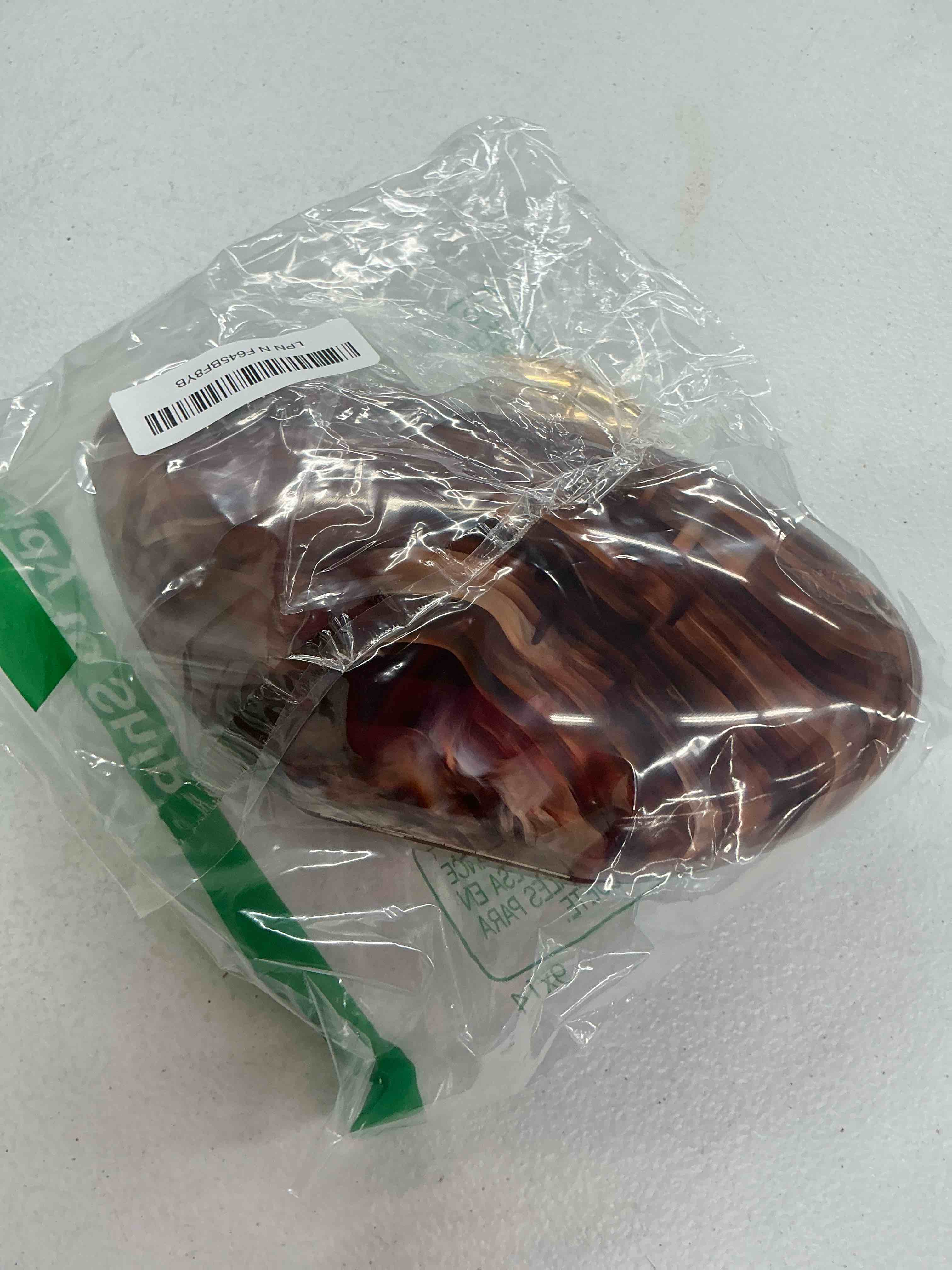 Condition photo showing New/Like New for women's shell clutch purse seashell evening handbag cocktail wedding purse marble clutch with chain strap one size brown