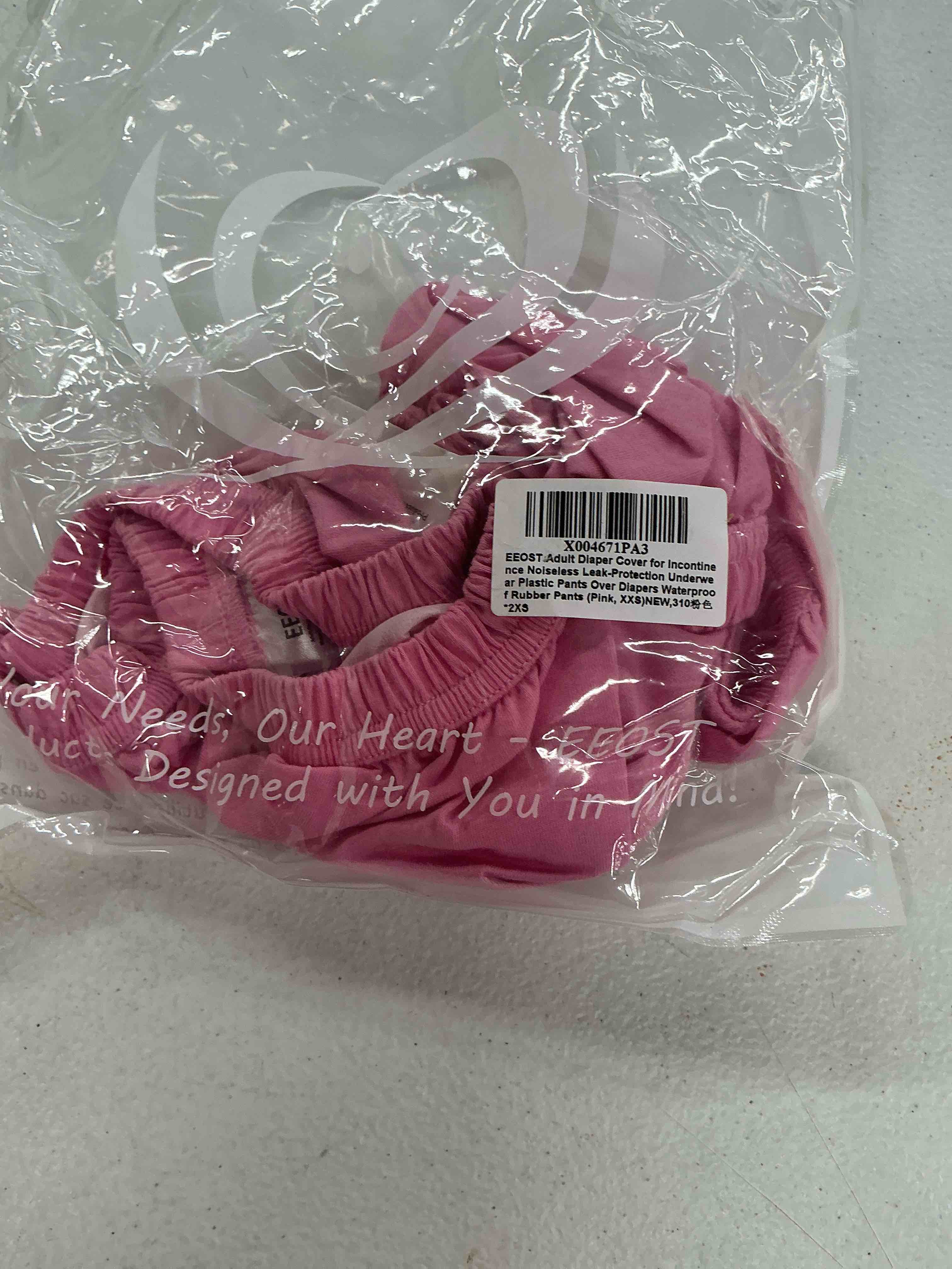 Condition photo showing Good Condition for big kids diaper cover for incontinence noiseless waterproof bed wetting underwear plastic pants over diapers(pink, xxs) 2xs(woman size) pink