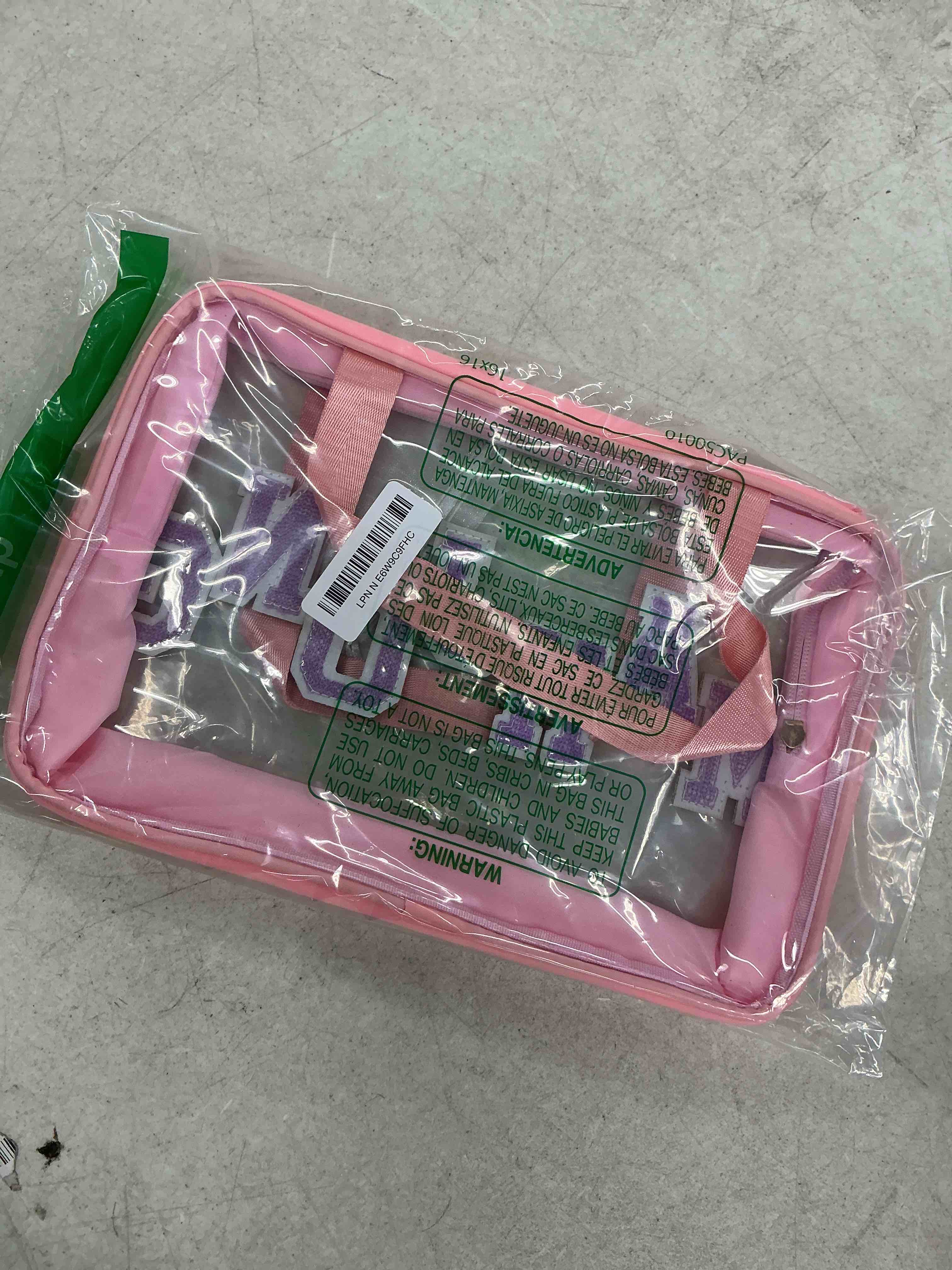Condition photo showing Good Condition for empty mahjong tile bag, pink clear pvc mahjong case with handle, zipper waterproof mah jong tile storage bag for american mah jong lover gifts, portable travel storage12.4 x 8.5 x 3.5 in(case only) small