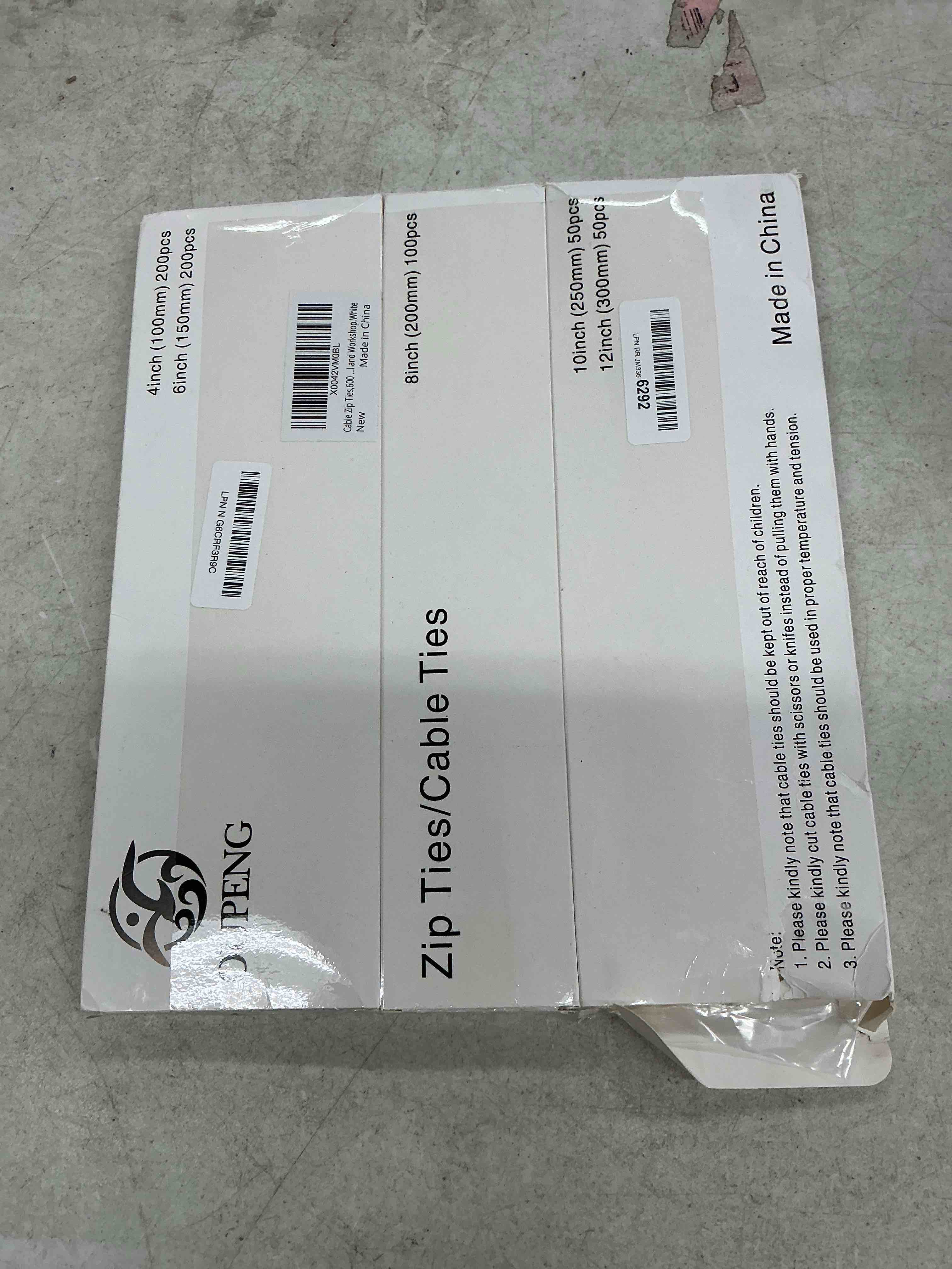 Condition photo showing Good Condition for cable zip ties,600 piece self-locking nylon cable ties,assorted sizes 4+6+8+10+12-inch,multi-purpose wire management plastic ties,perfect for home,garden,office,travel and workshop.white 4/6/8/10/12 inch 600 piece white