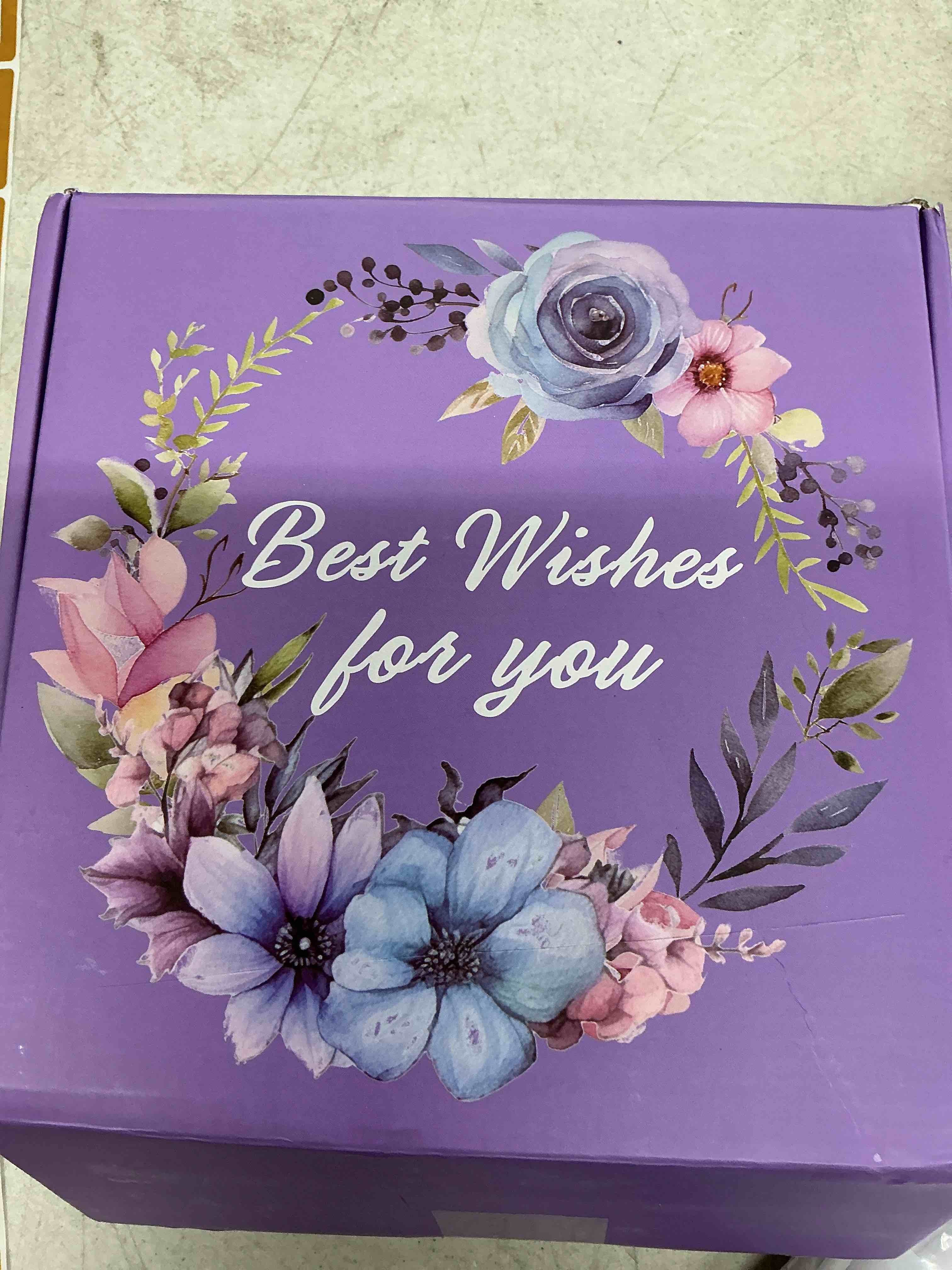 Condition photo showing New/Like New for birthday gifts for women -purple happy birthday gift basket for mom, wife, girlfriend, sister, her, pillow/blanket/tote bag/self care package get well soon baskets for women birthday gifts