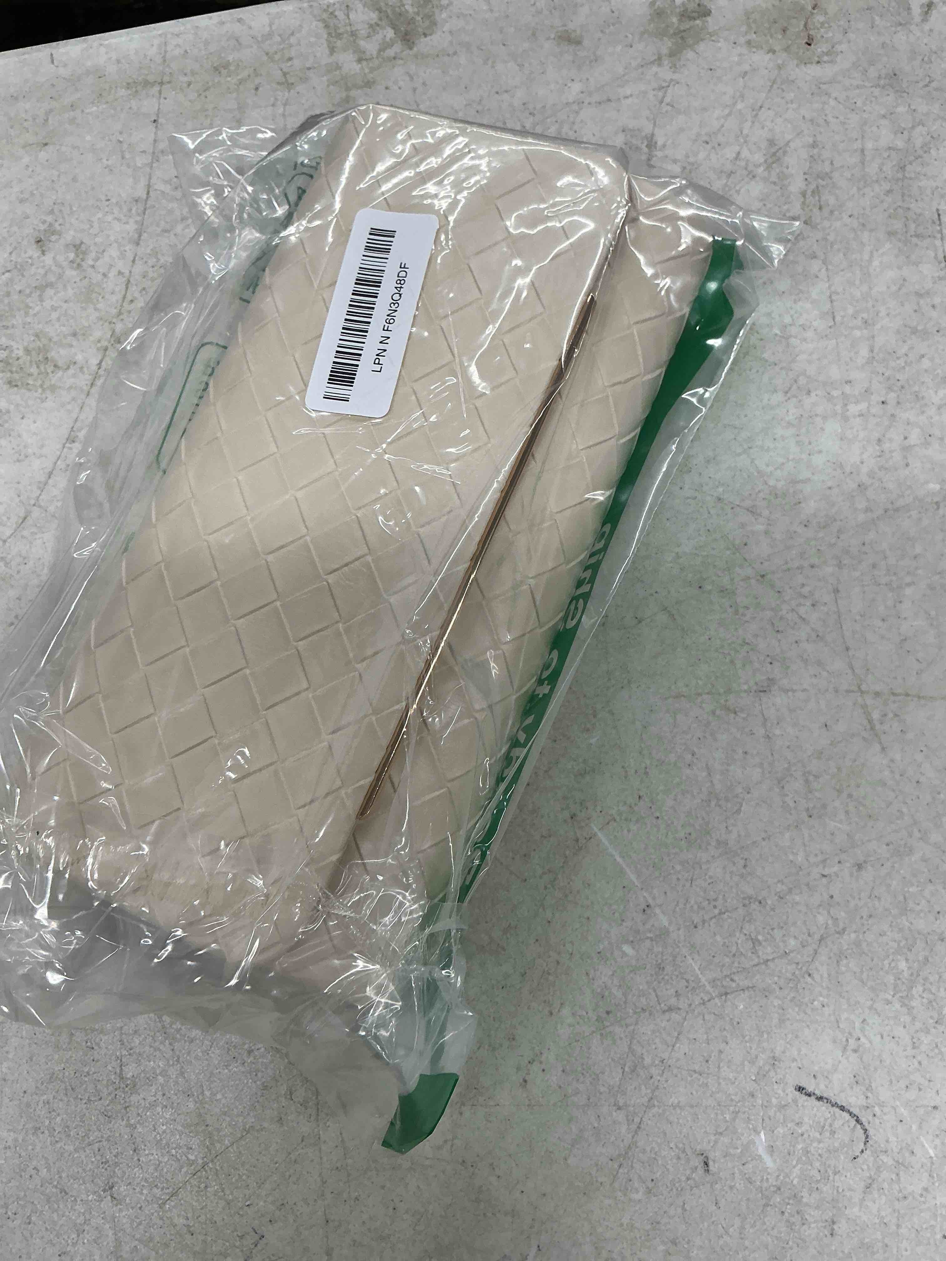 Condition photo showing Good Condition for women's clutch purse with detachable strap | evening handbags for parties and weddings beige