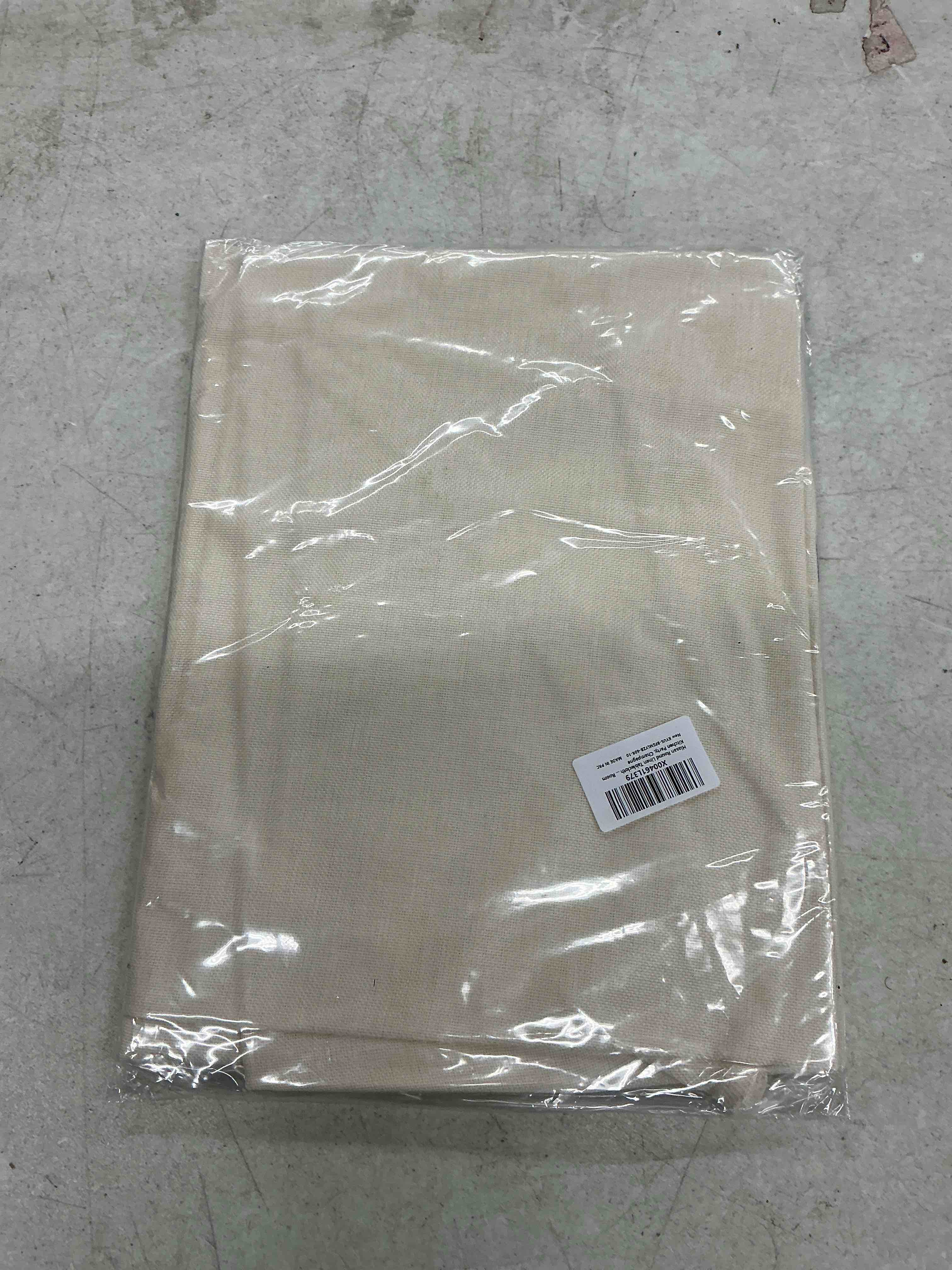 Condition photo showing New/Like New for hiasan round linen tablecloth 60 inch - wrinkle and stain resistant washable polyester fabric table cloth for dining room kitchen party, champagne 60" (round) champagne