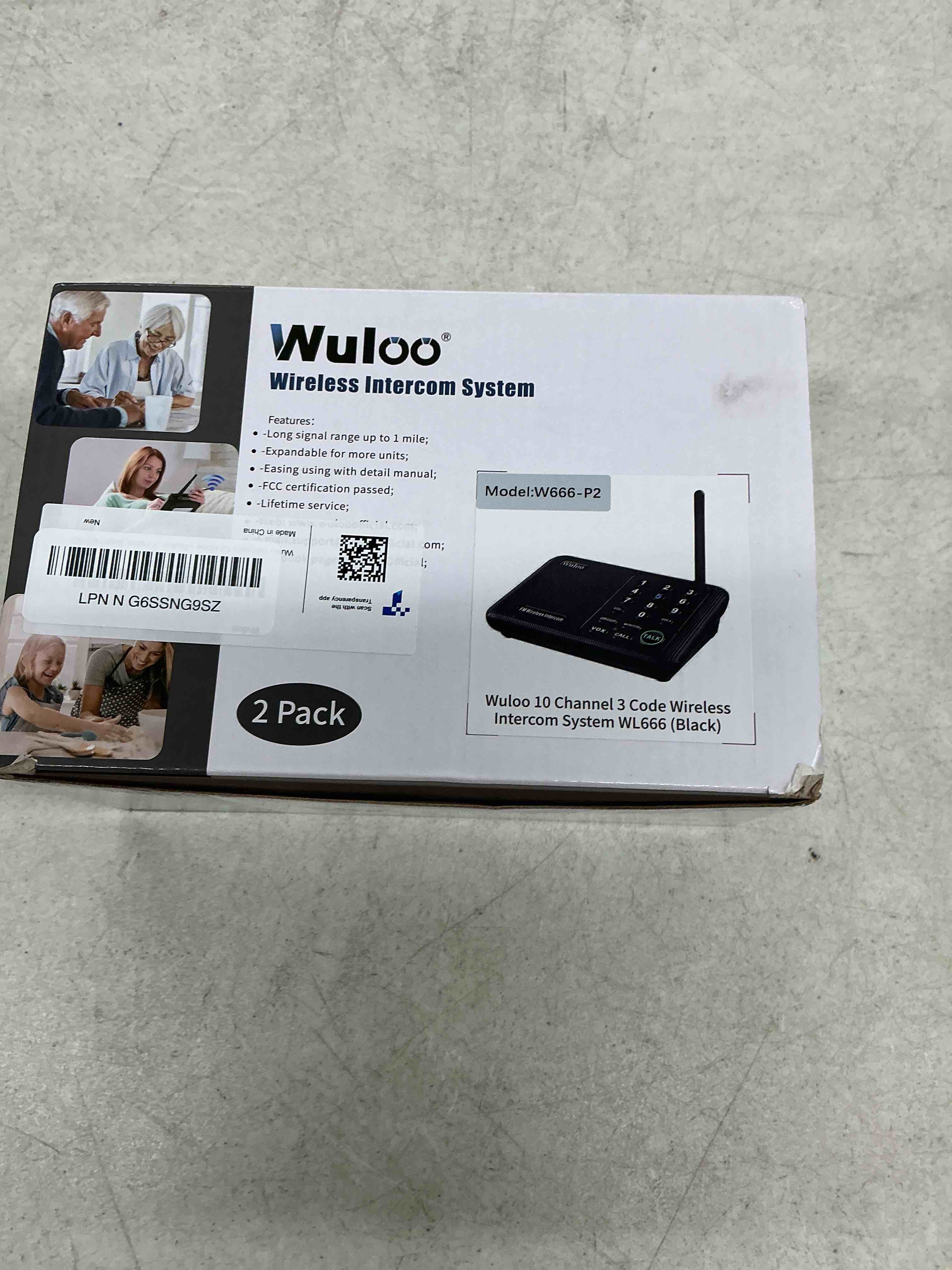 Condition photo showing Good Condition for wuloo intercoms wireless for home 1 mile (5280 feet) range 10 - channel, wireless home intercom system for house business office, room to room intercom, home communication system (2 packs, black) 2 units set