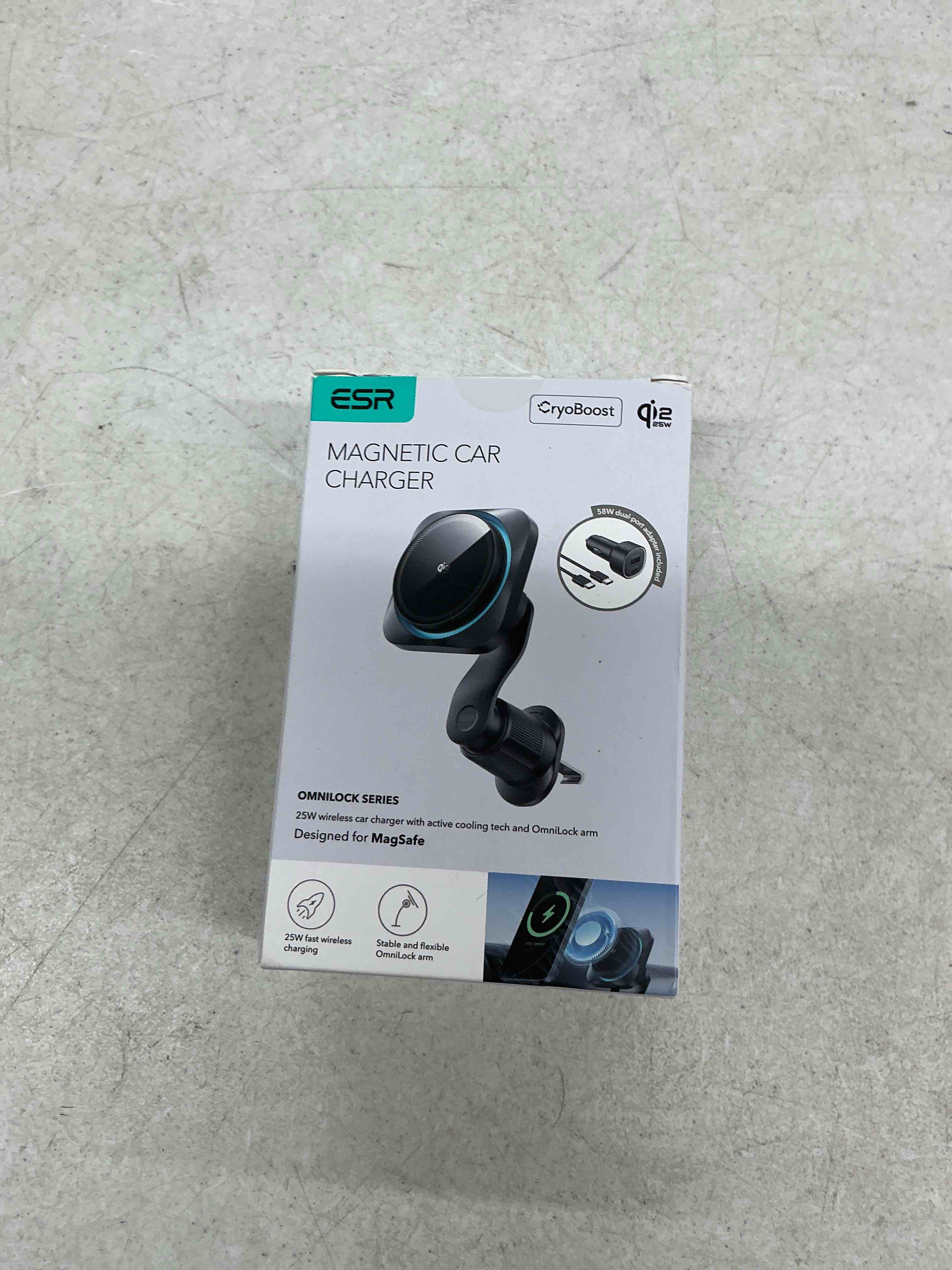 Condition photo showing Good Condition for esr omnilock qi2.2 certified 25w magsafe car mount charger with cryoboost, phone cooling magsafe car charger, 360° rotatable, air vent magnetic car phone holder for iphone 17/16 with ios 26, s26 ultra