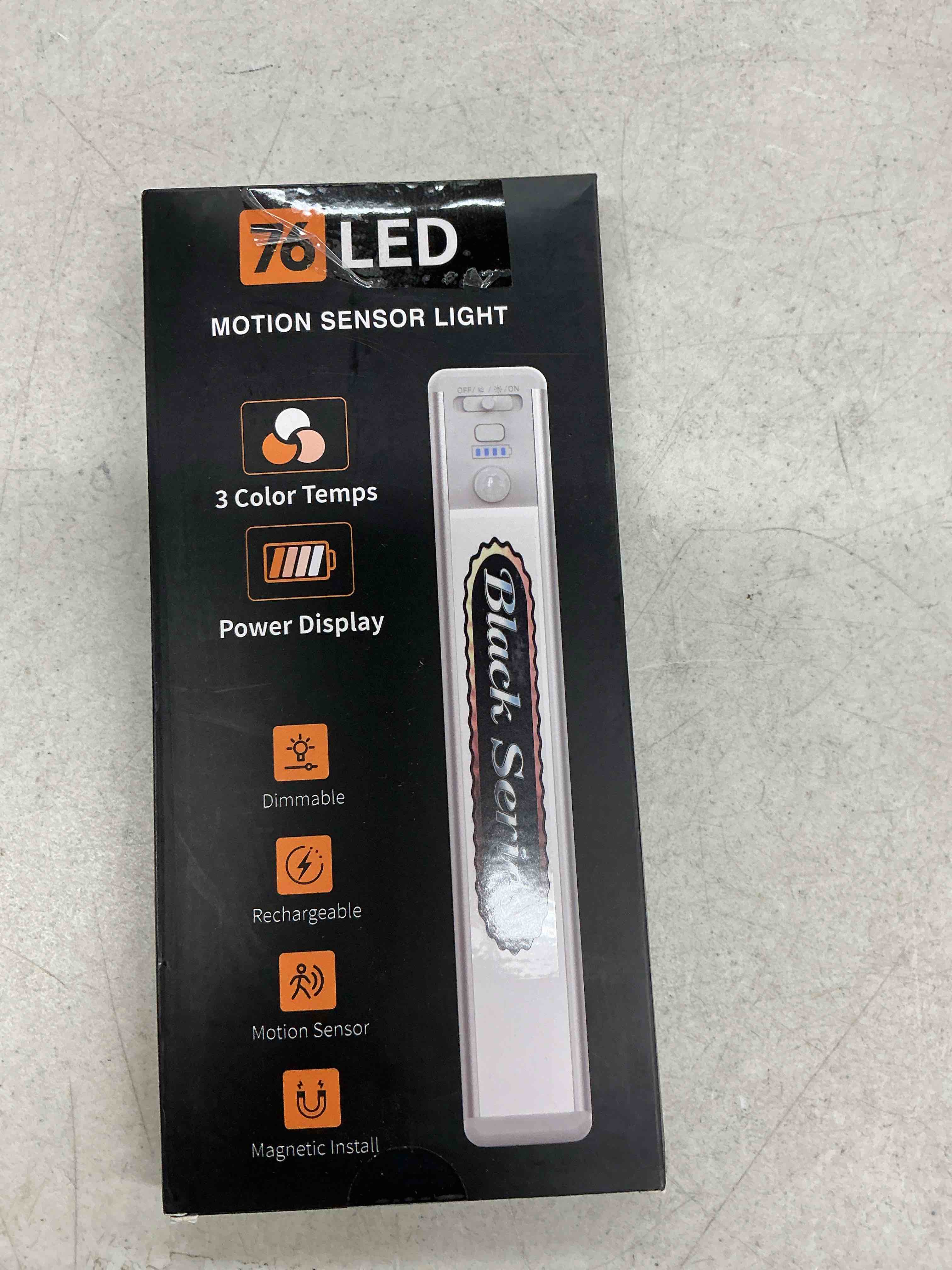 Condition photo showing Good Condition for under cabinet lighting wireless, rechargeable 10inch motion sensor light indoor, 3 color closet light battery operated with led power display, magnetic under counter lights for kitchen (3pack-black) black 10inch-3pack