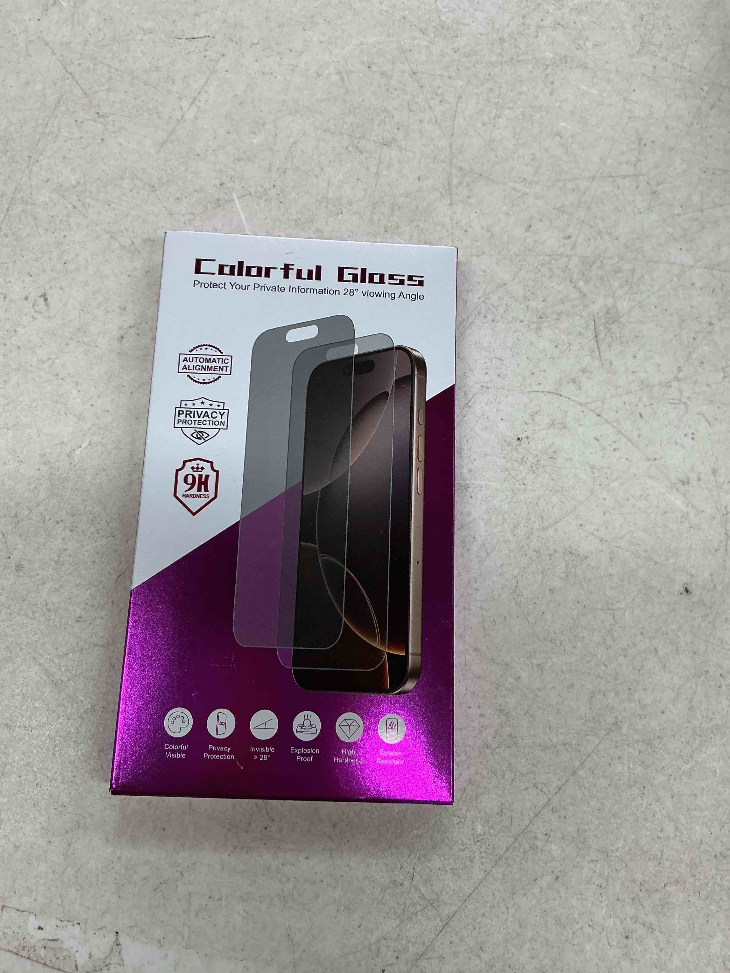 Condition photo showing Good Condition for juvraixo for iphone 16 plus privacy screen protector 2-pack | 6.7 inch gradient colorful tempered glass 28° anti-spy private full coverage anti-scratch hd easy installation frame rose red for iphone 16 plus 6.7in