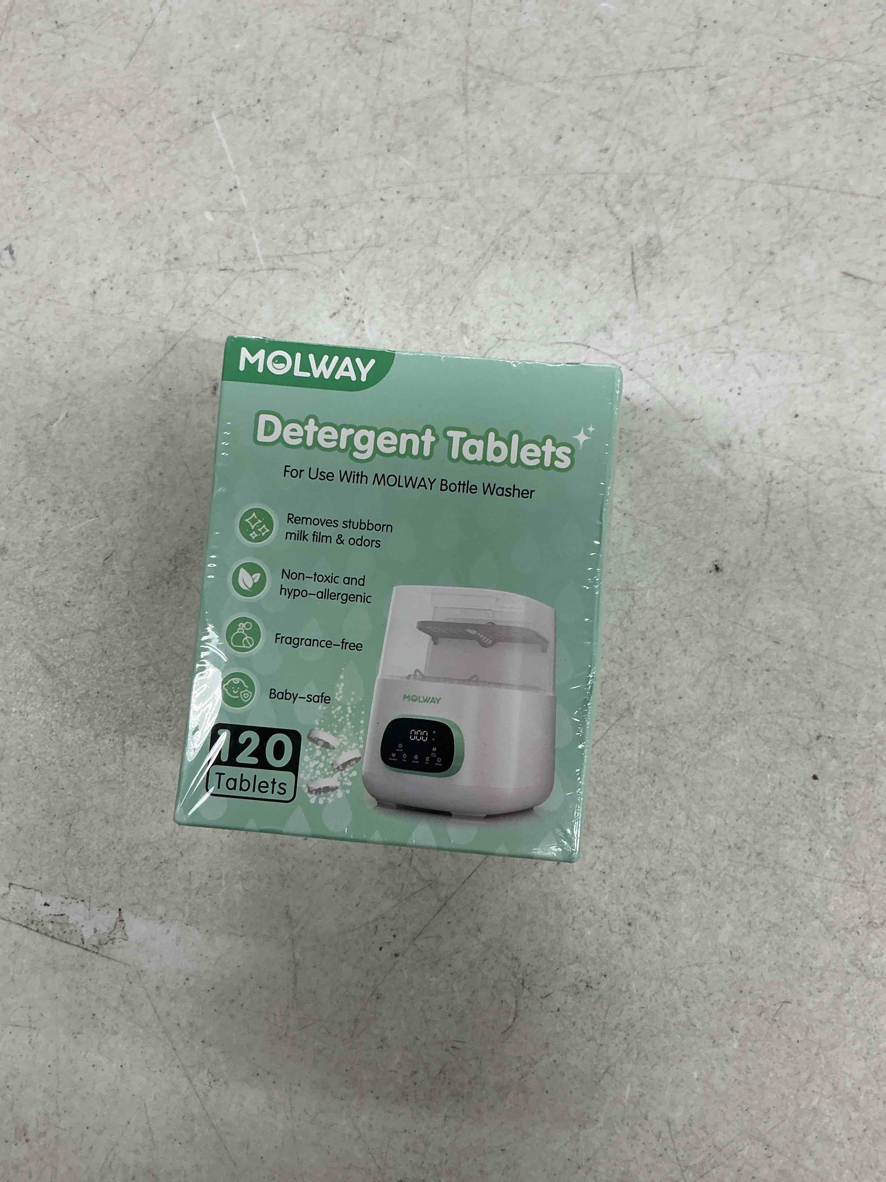 Condition photo showing New/Like New for 120 pcs detergent tablets, detergent washing tablets for molway, momcozy, grownsy, baby brezza bottle washer, remove milk residue & odor, for all baby bottle washers