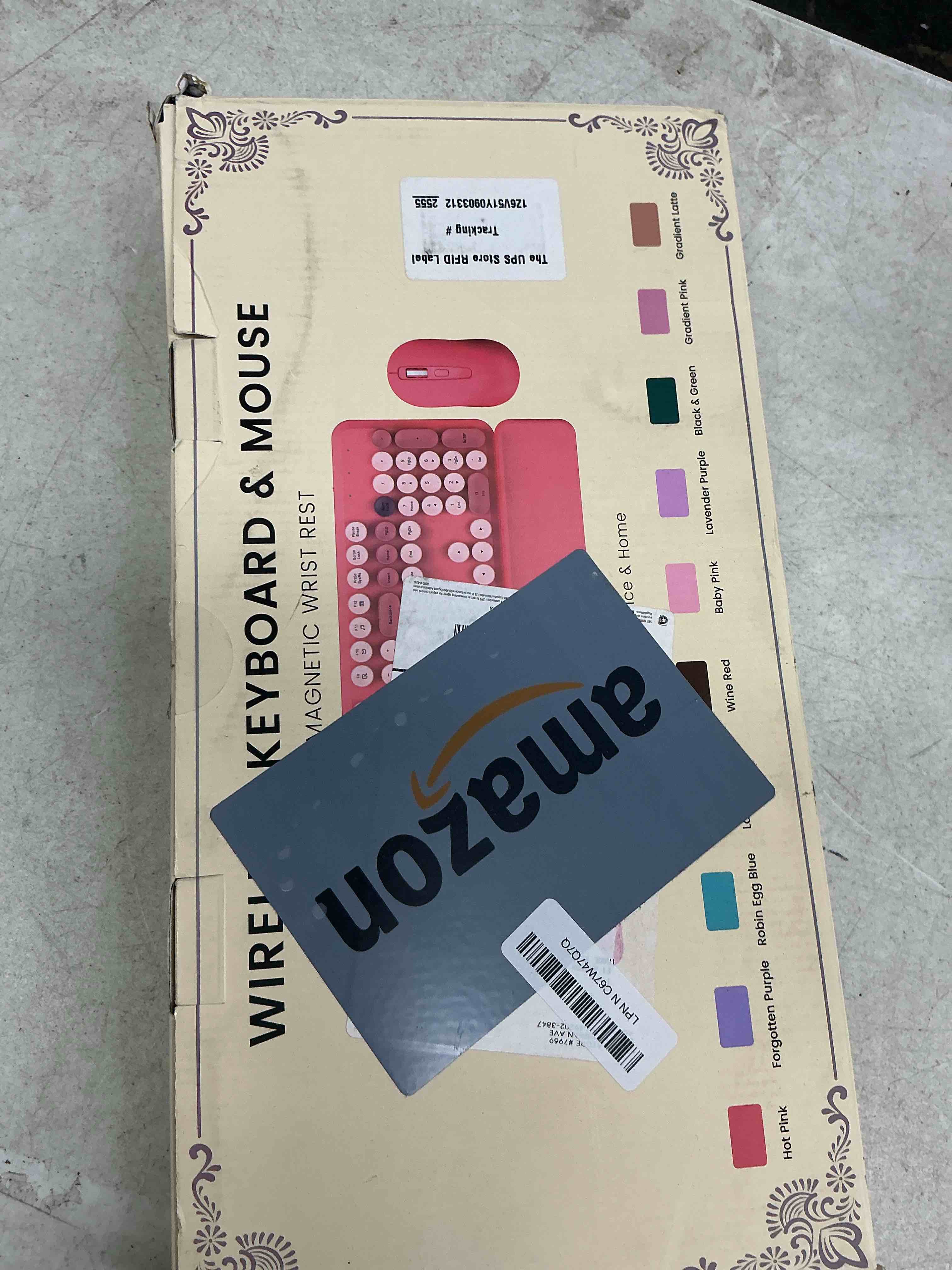 Condition photo showing Good Condition for wireless keyboard and mouse combo, cute retro typewriter keyboard with round keycaps, magnetic wrist rest, full-size aesthetic design, 2.4ghz wireless for mac, windows pc, sablute ck23, pink gradient