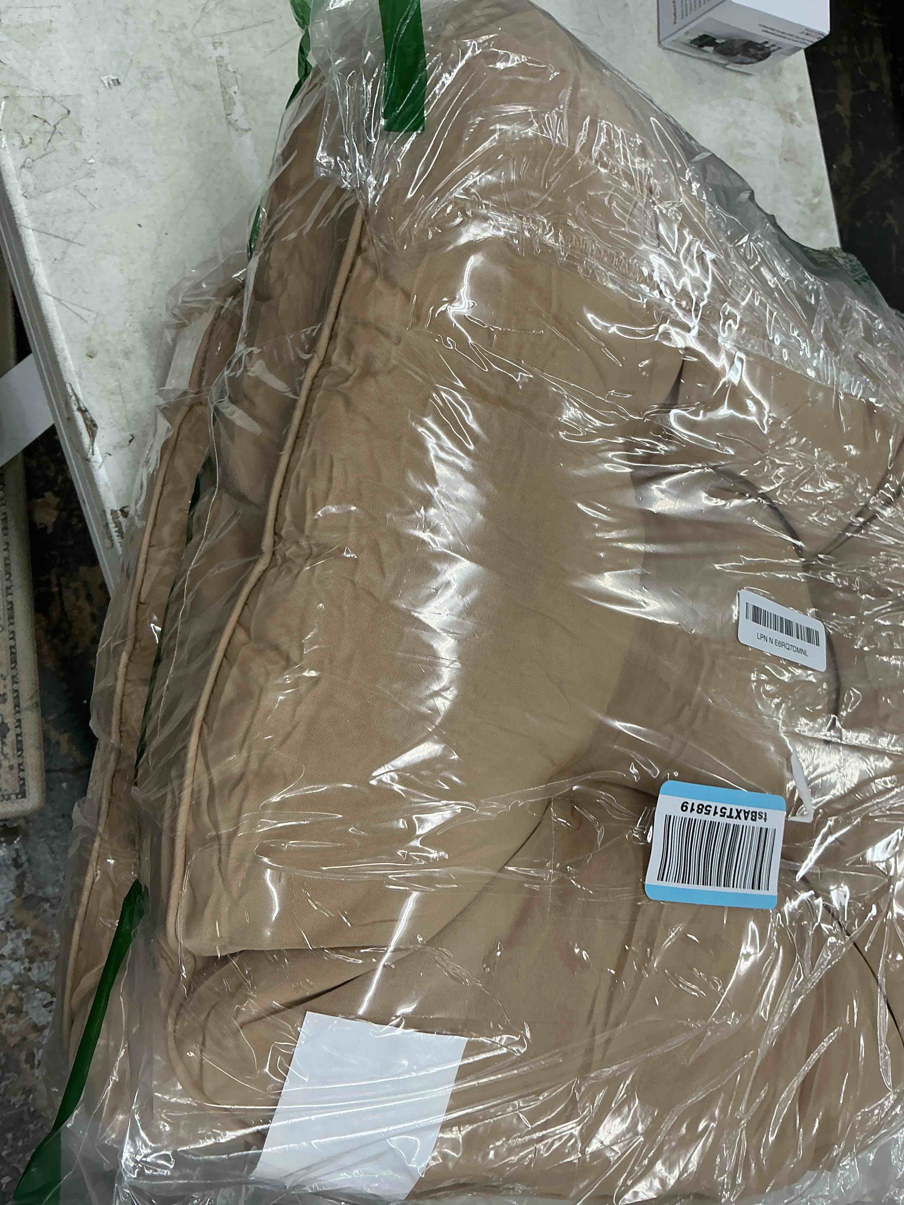Condition photo showing Good Condition for downluxe outdoor chair cushions set of 4 for patio furniture, water resistant tufted overstuffed patio furniture cushions, thick outdoor seat cushion, 19" x 19" x 5", khaki