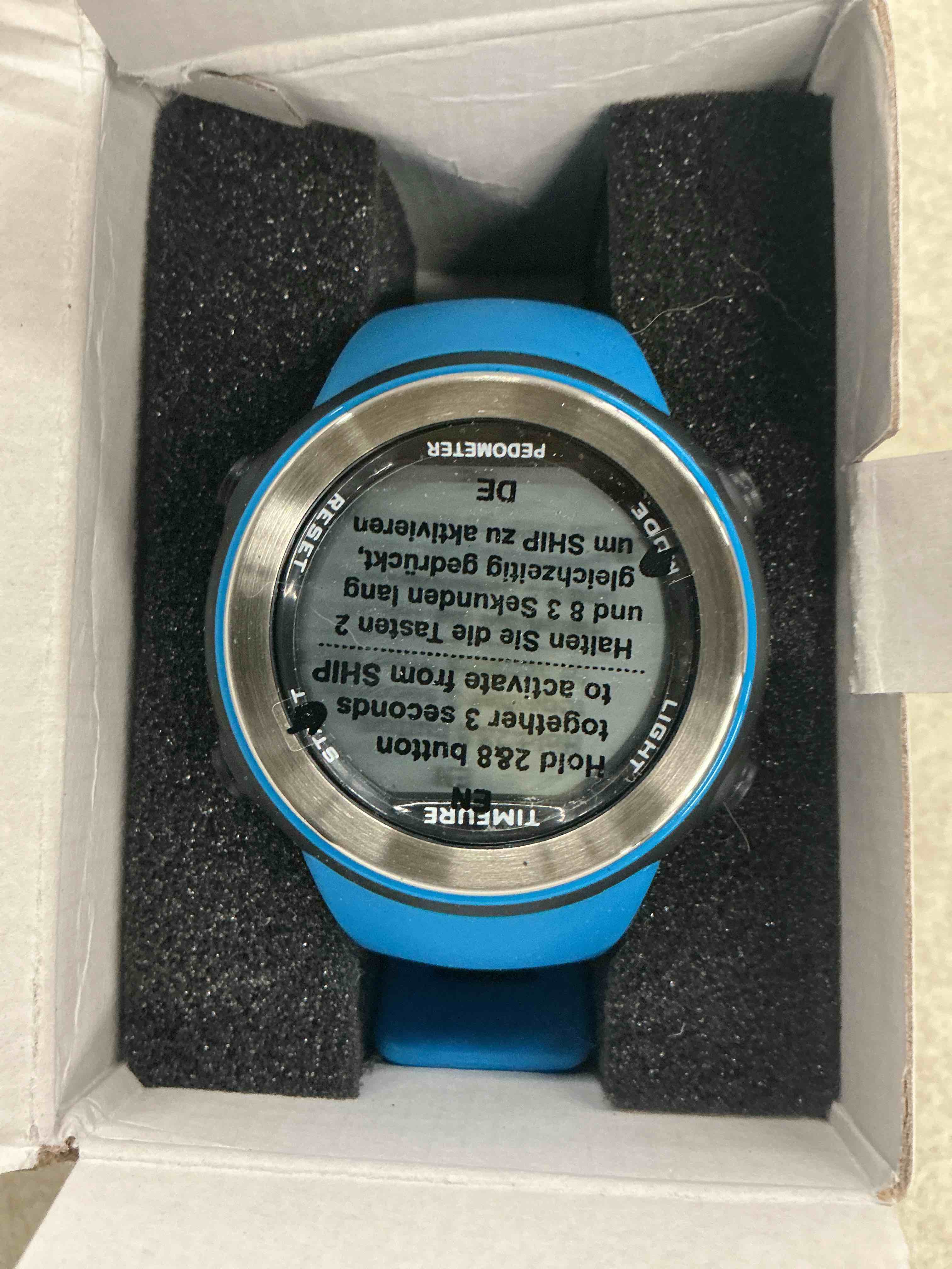 Condition photo showing Good Condition for mens pedometer watch for walking step counter watch no charging, no app connection, with el backlight. simple, practical choice for mobile-free fitness enthusiasts timeure-2308 blue
