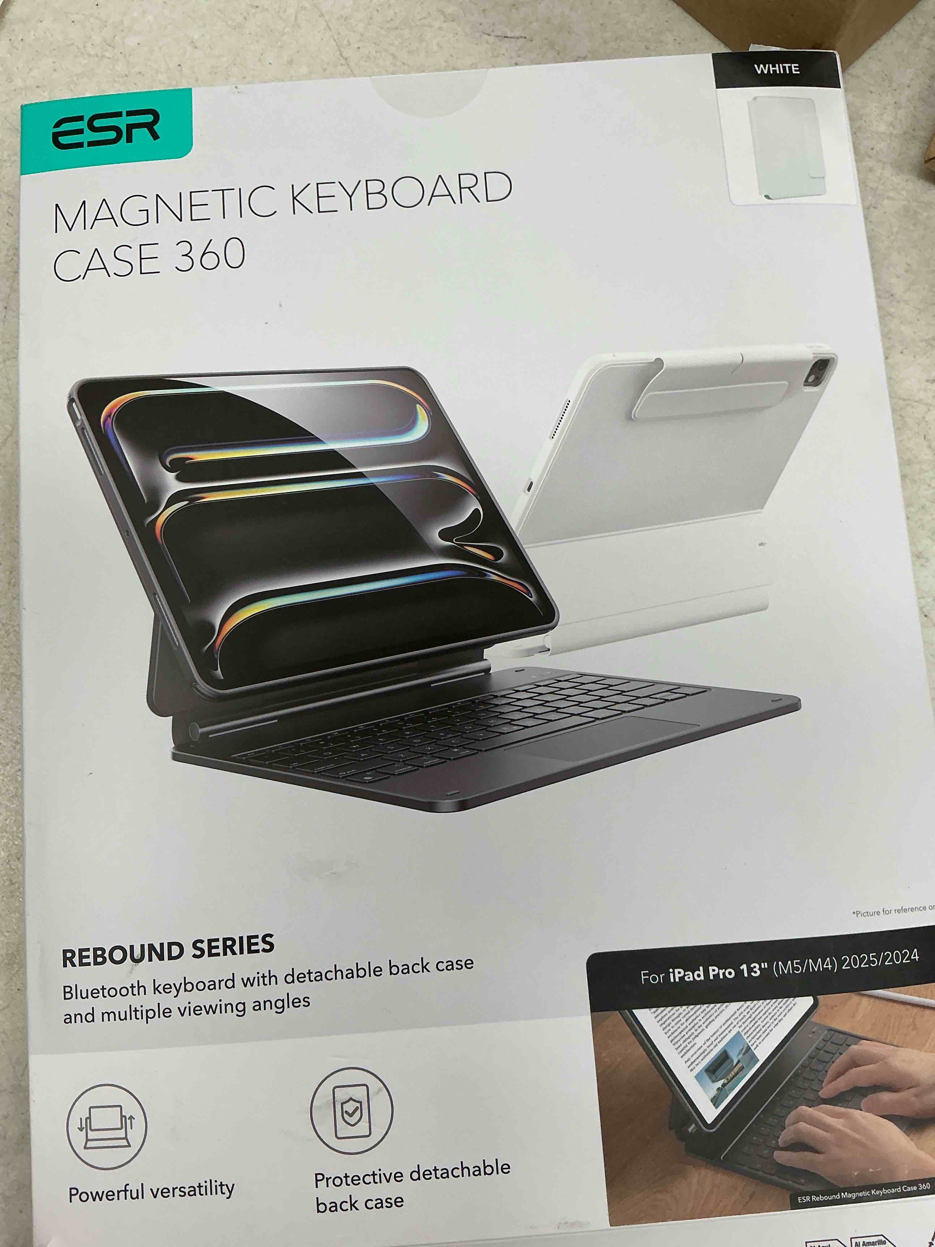 Condition photo showing Good Condition for [upgraded] esr ipad pro 13 inch case with keyboard (m5/m4, 2025/2024), ipad pro 13 keyboard case with magnetic stand, portrait/raised modes for ipad pro 13, removable, rebound 360 series,white