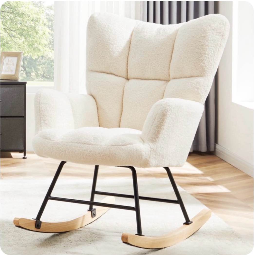 CONCETTA Rocking Chair, High Backrest, Padded Seat Glider for Living Rooms, Bedrooms, Offices, Beige