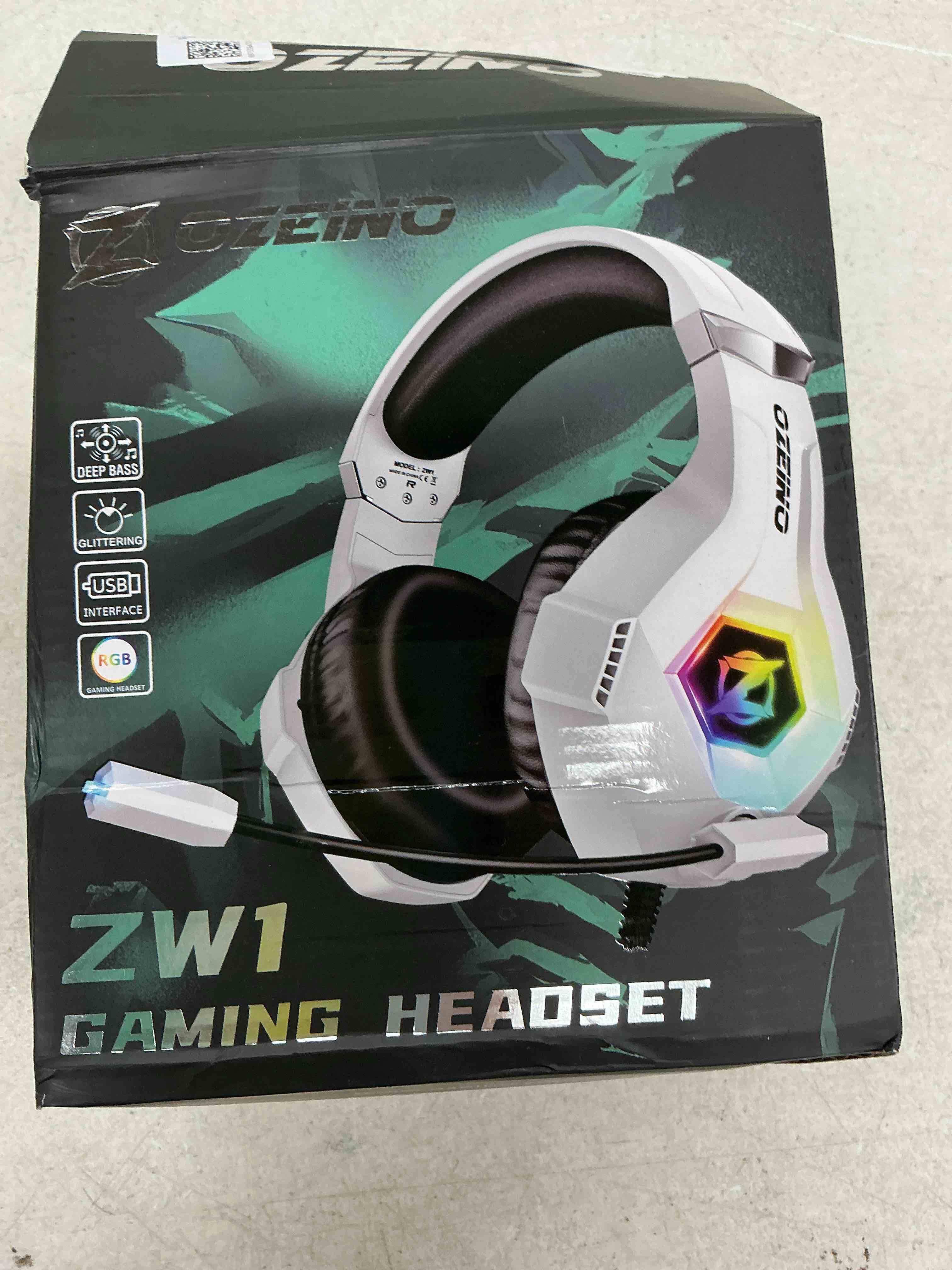 Condition photo showing Good Condition for ozeino gaming headset for pc, ps4, ps5, xbox headset with 7.1 surround sound gaming headphones with noise canceling mic, led light over ear headphones for switch, xbox series x/s, laptop, mobile white