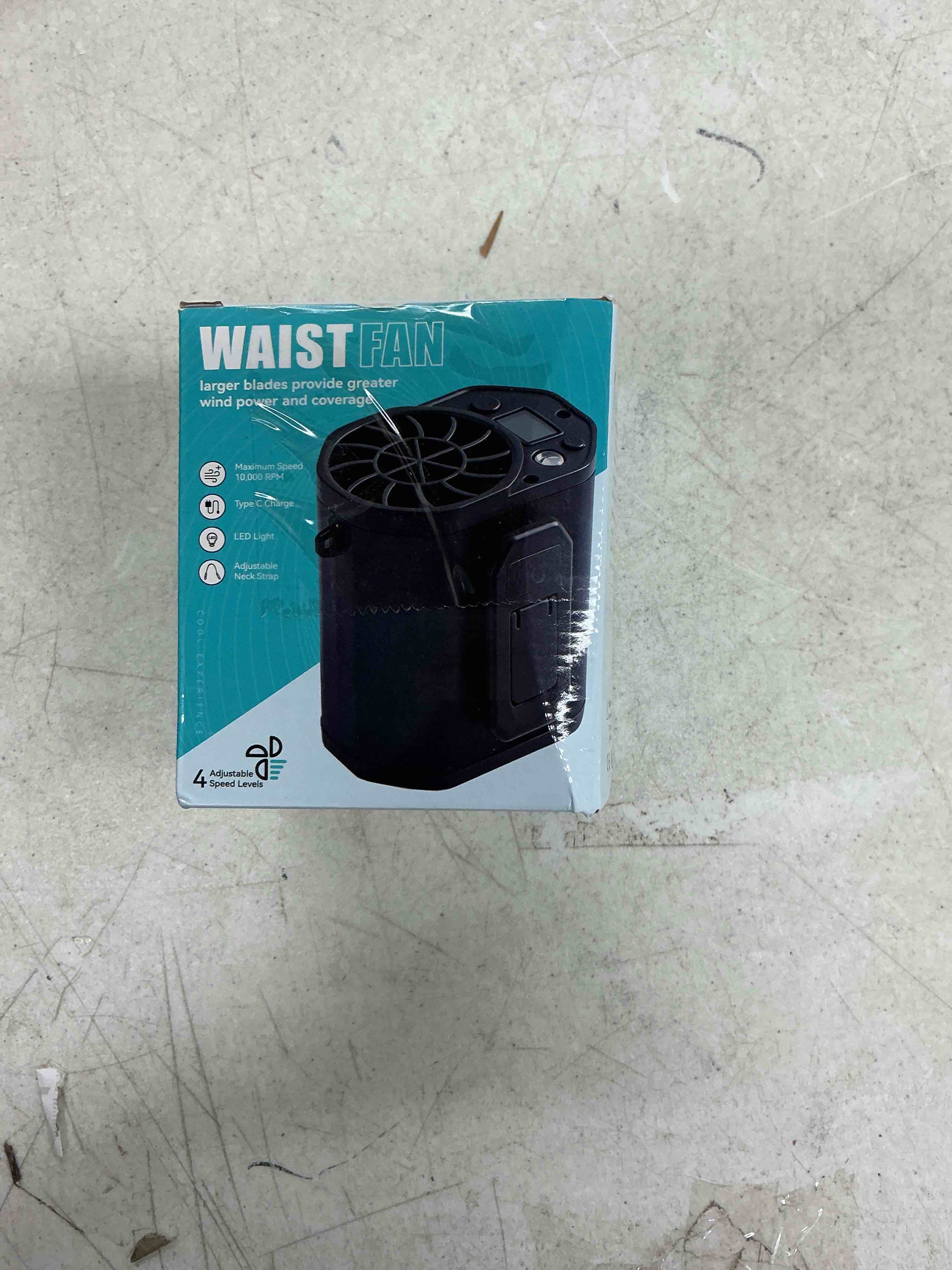 Condition photo showing Good Condition for waist fan with clip on: portable 4-speed enlarged fan-blades personal belt fan with led light 6-11h of working time hands-free neck fan