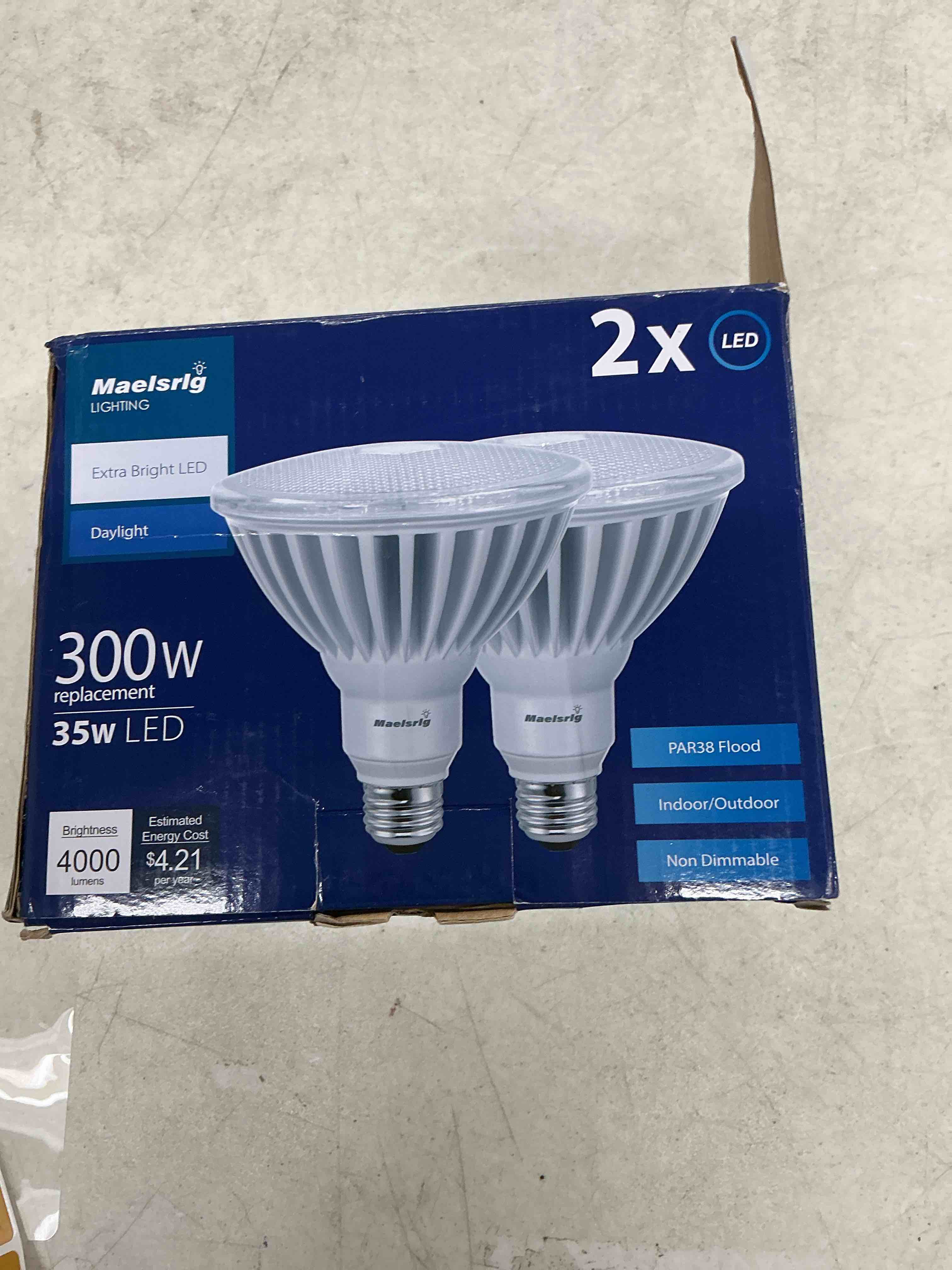 Condition photo showing Good Condition for par38 led flood light bulbs, 300w equivalent, indoor outdoor flood light bulb, daylight 5000k, waterproof, 35w 4000lm, non-dimmable, 2-pack
