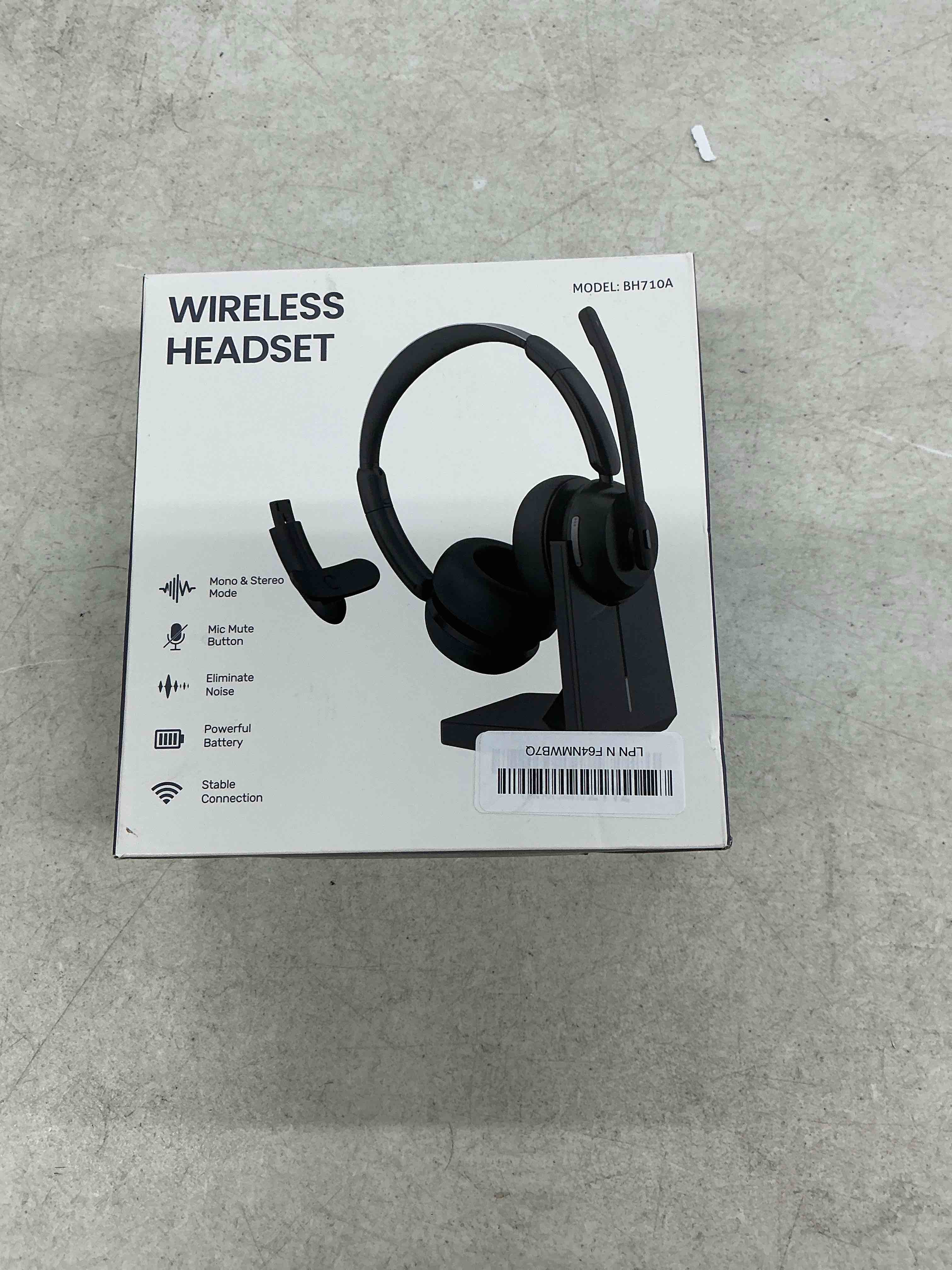 Condition photo showing Good Condition for cosmusis wireless headset with mic for work, bluetooth 5.3 headsets with microphone and detachable earpads, 50h playtime with charging base, noise cancelling headphones for work with mic mute midnight black