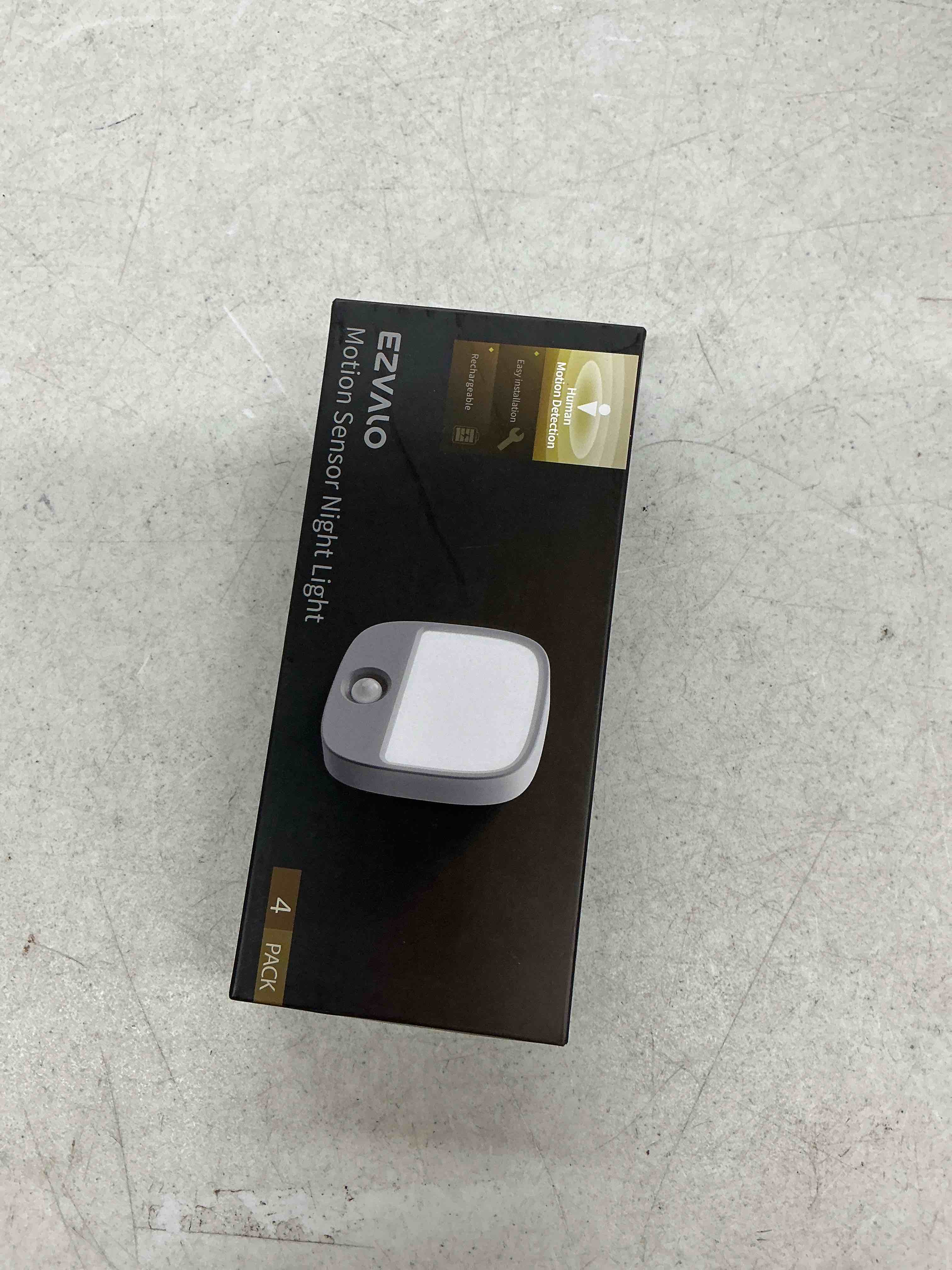 Condition photo showing Good Condition for ezvalo rechargeable motion sensor night lights, 4 pack magnetic stick-on led lights, 3 color temperatures, 10%-100% dimming & memory, 1000mah light for closet, bedroom, hallway, stairs, bathroom white 4