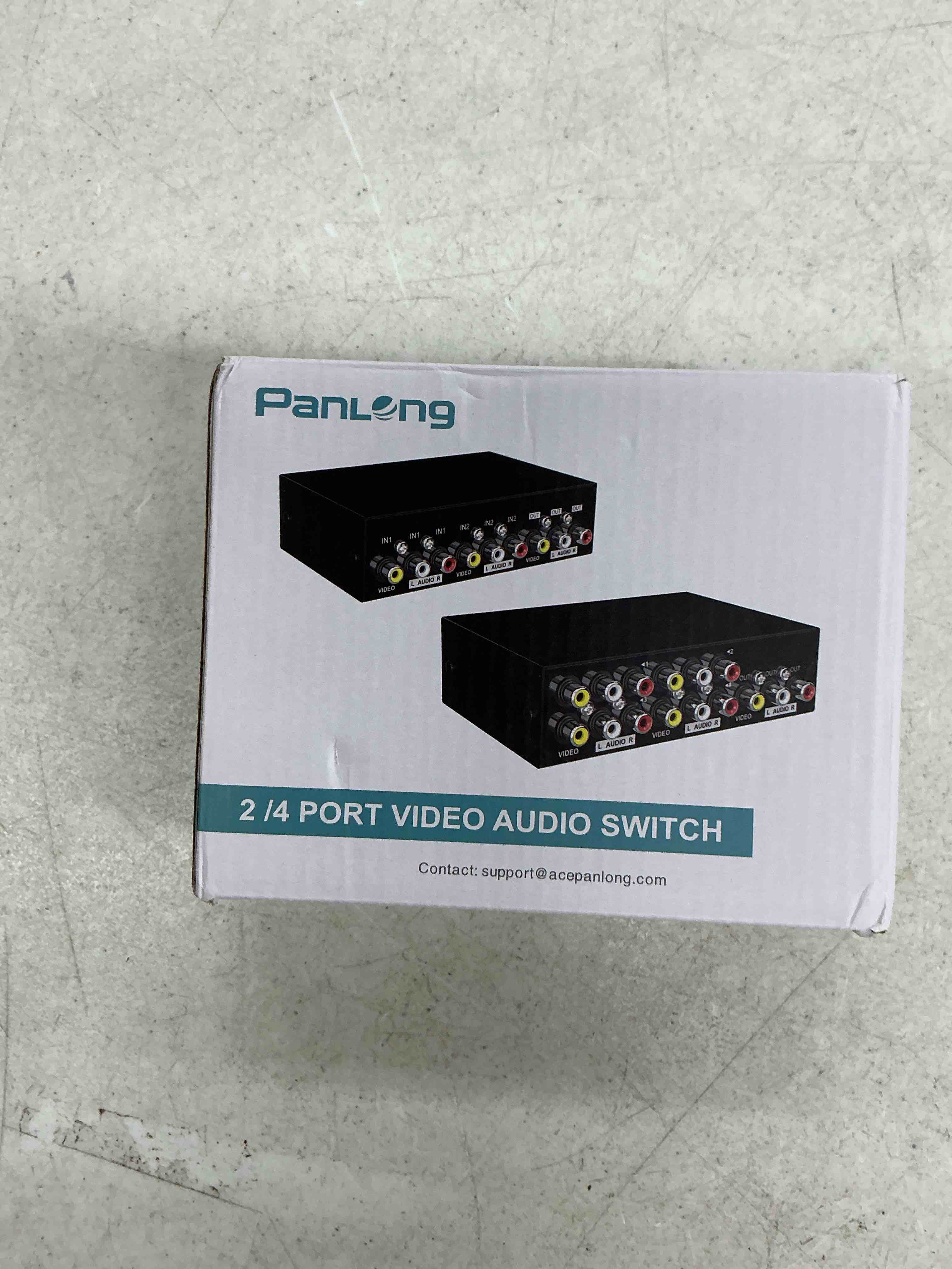 Condition photo showing Good Condition for panlong 2 port av rca switch 2 in 1 out composite video l/r audio switcher selector box for dvd player, sega genesis, snes, n64, ps2/3 game consoles