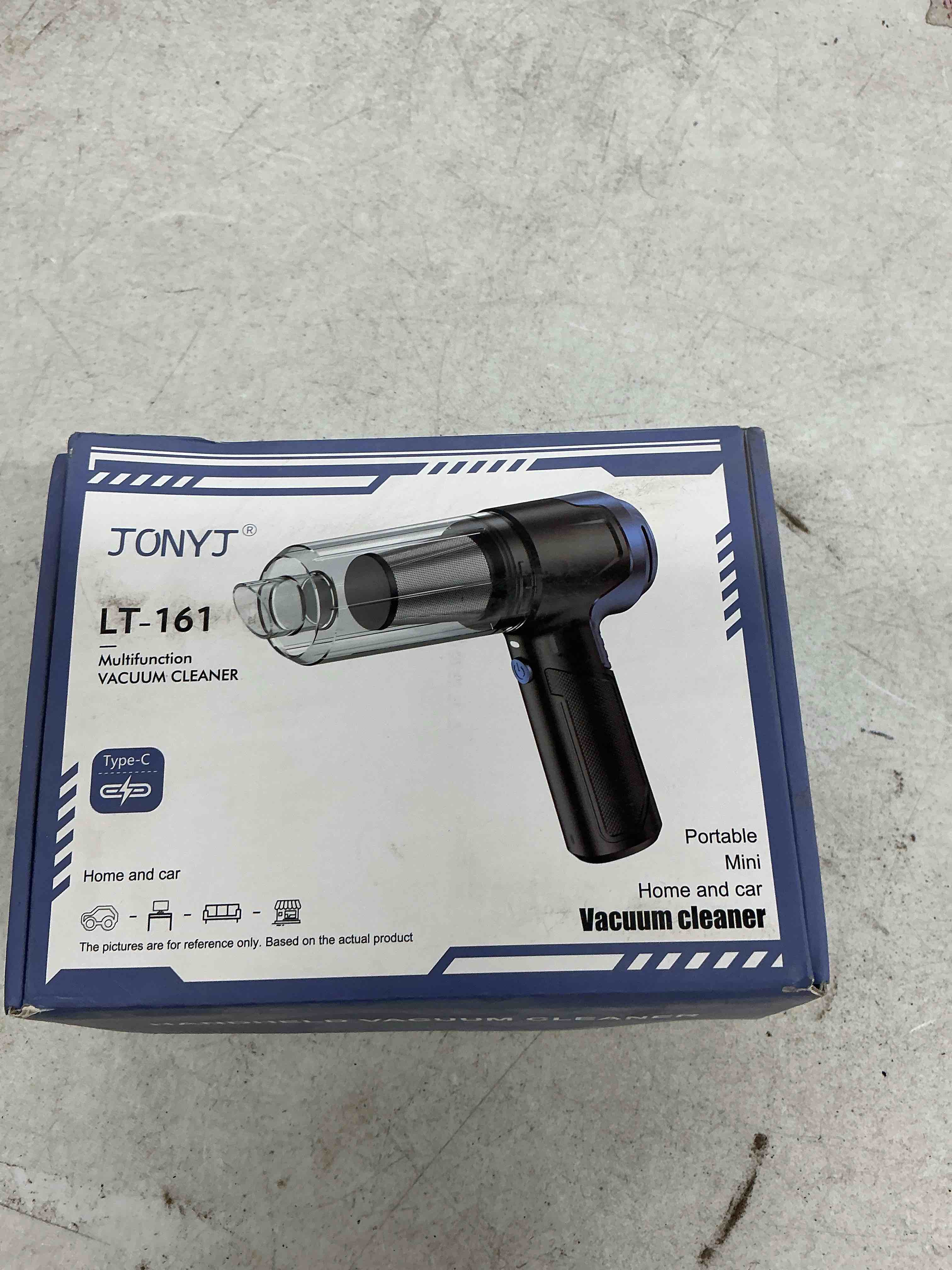 Condition photo showing As Is for jonyj handheld car vacuum cleaner, 16000pa hand held vacuum portable cordless, 2 in 1 air duster and vacuum cleaner with led light, multi-nozzles, 120w high power mini vacuum for home, pet, office