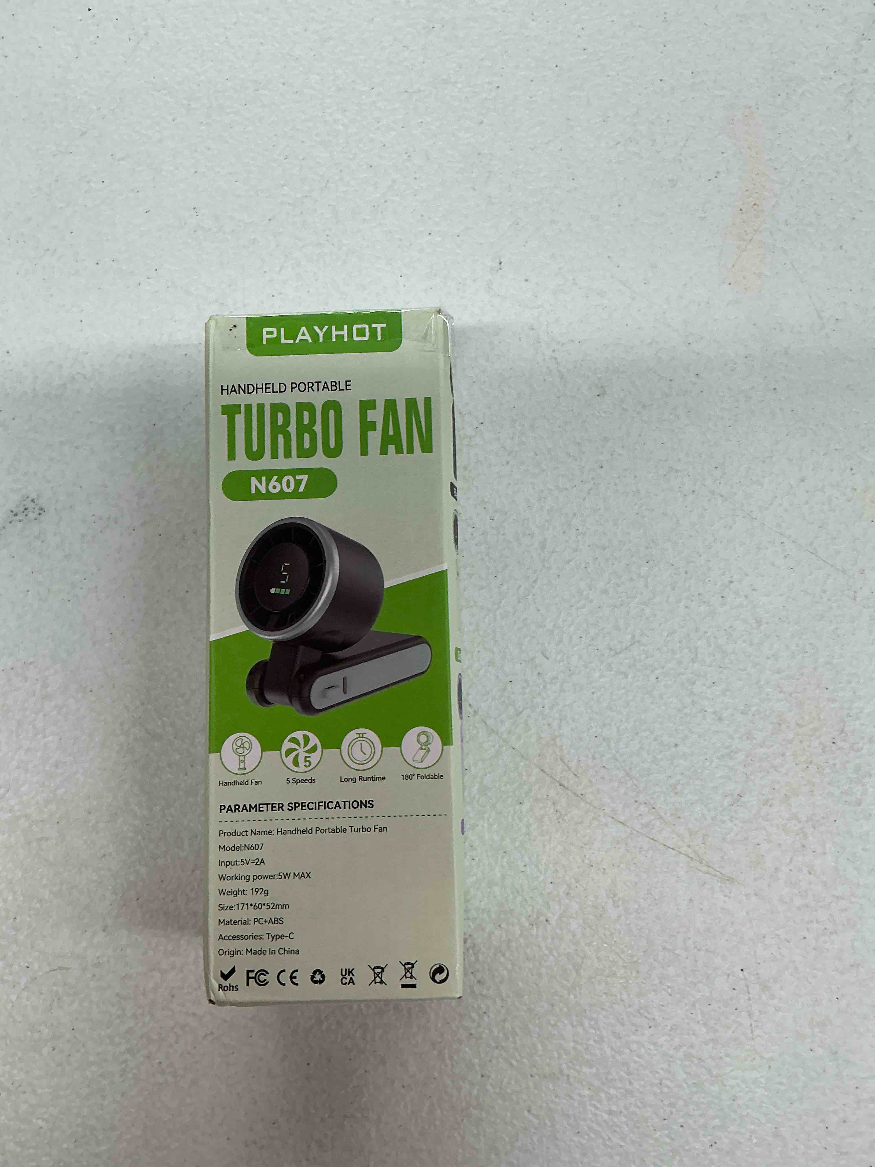 Condition photo showing New/Like New for playhot portable handheld turbo fan, 5 gear wind, battery operated, up to 12 working hours, 3 in 1 hand fans with air turbo tech cooling fan for outdoor activities, travel, beach (black)