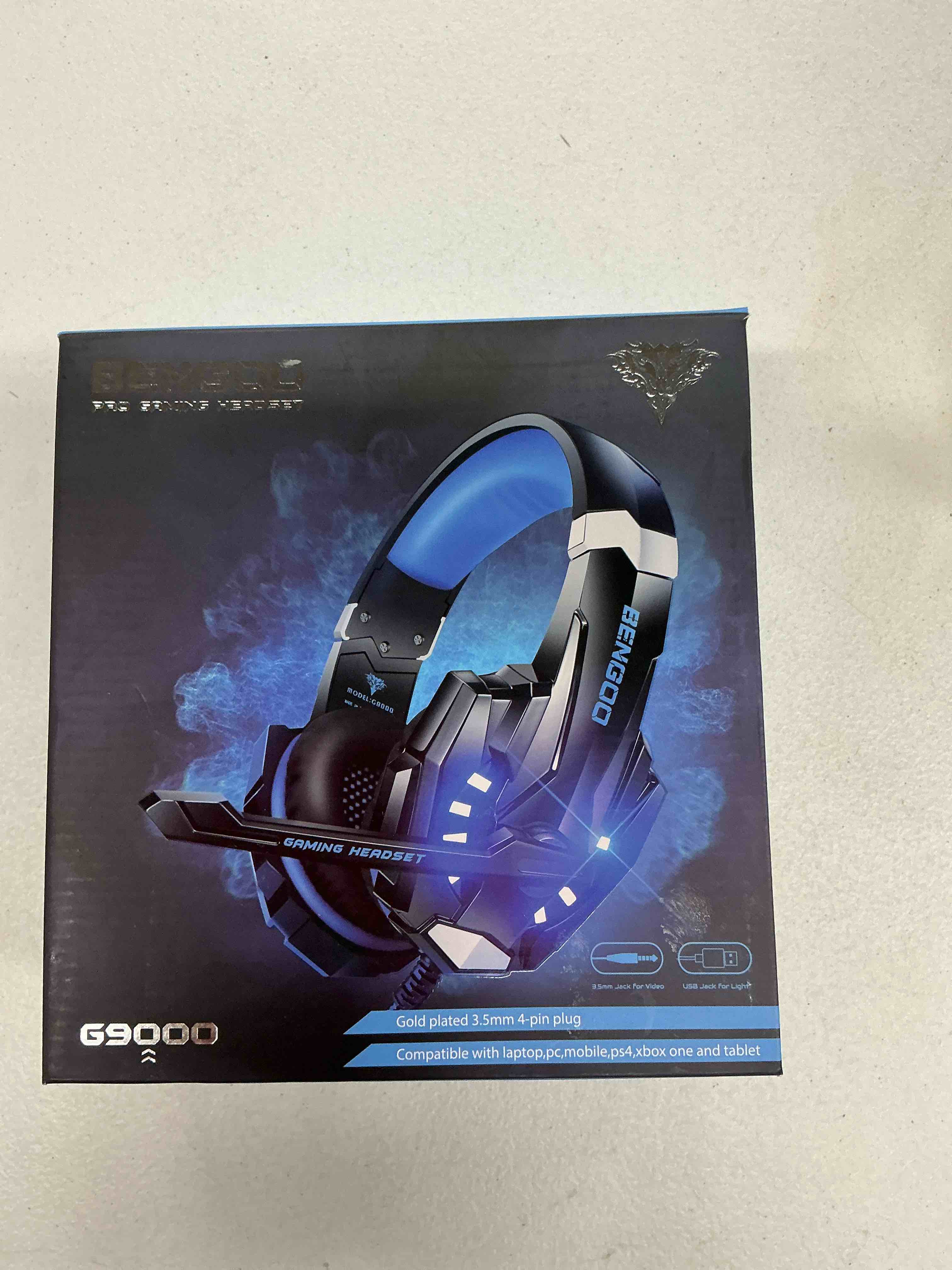 Condition photo showing Good Condition for bengoo g9000 stereo gaming headset for ps4 pc xbox one ps5 controller, noise cancelling over ear headphones with mic, led light, 7.1 surround sound, soft memory earmuffs for nintendo xbox series x|s blue
