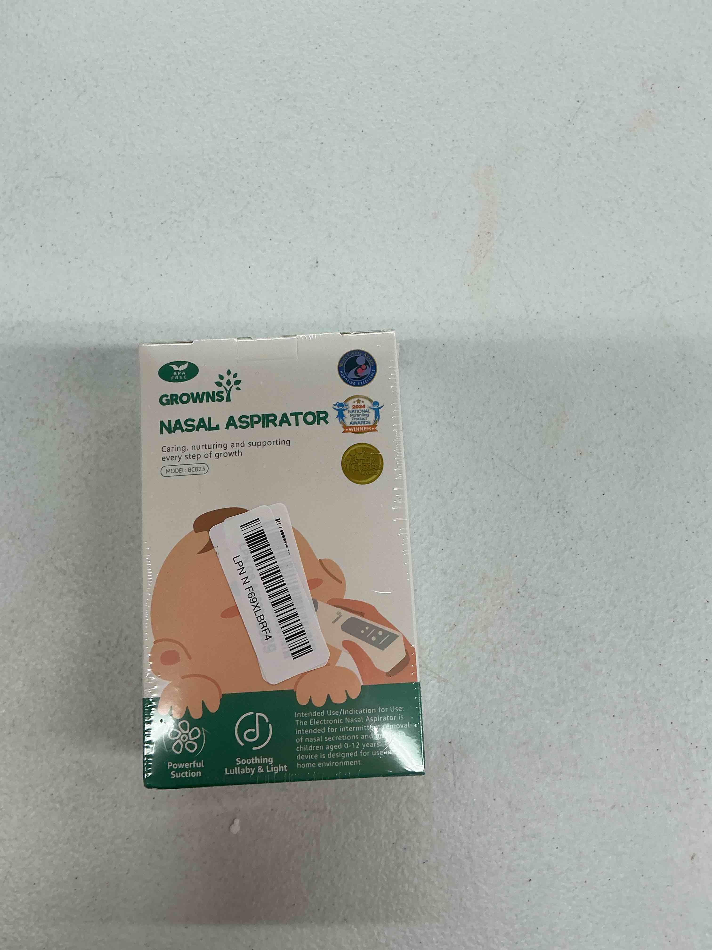 Condition photo showing New/Like New for grownsy nasal aspirator for baby, electric nose aspirator for toddler, baby nose sucker, automatic nose cleaner with 3 silicone tips, adjustable suctions, music and light soothing function (green)