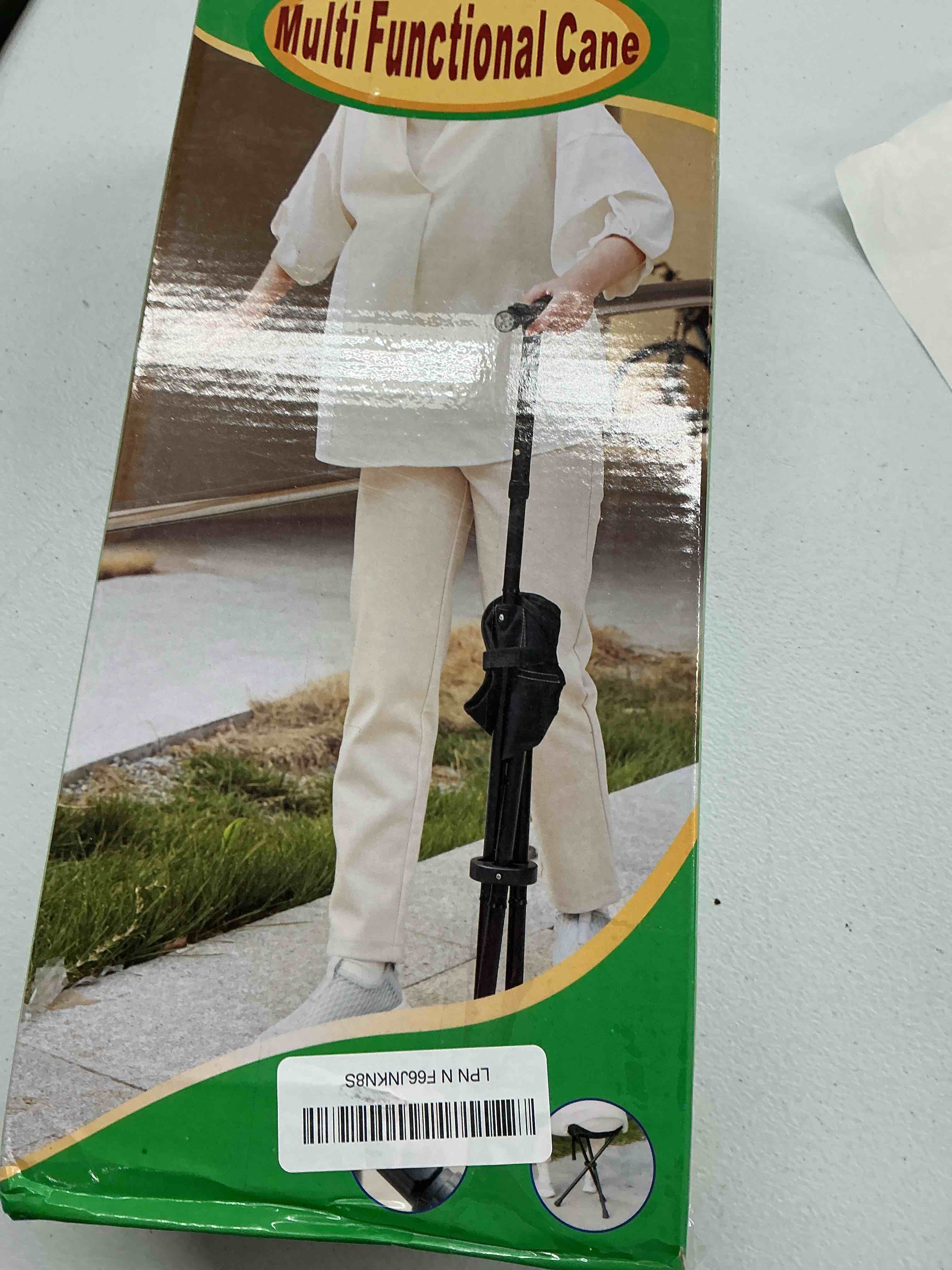 Condition photo showing Good Condition for cane with seat foldable lightweight walking cane with led light adjustable walking stick for seniors cane-seat & light