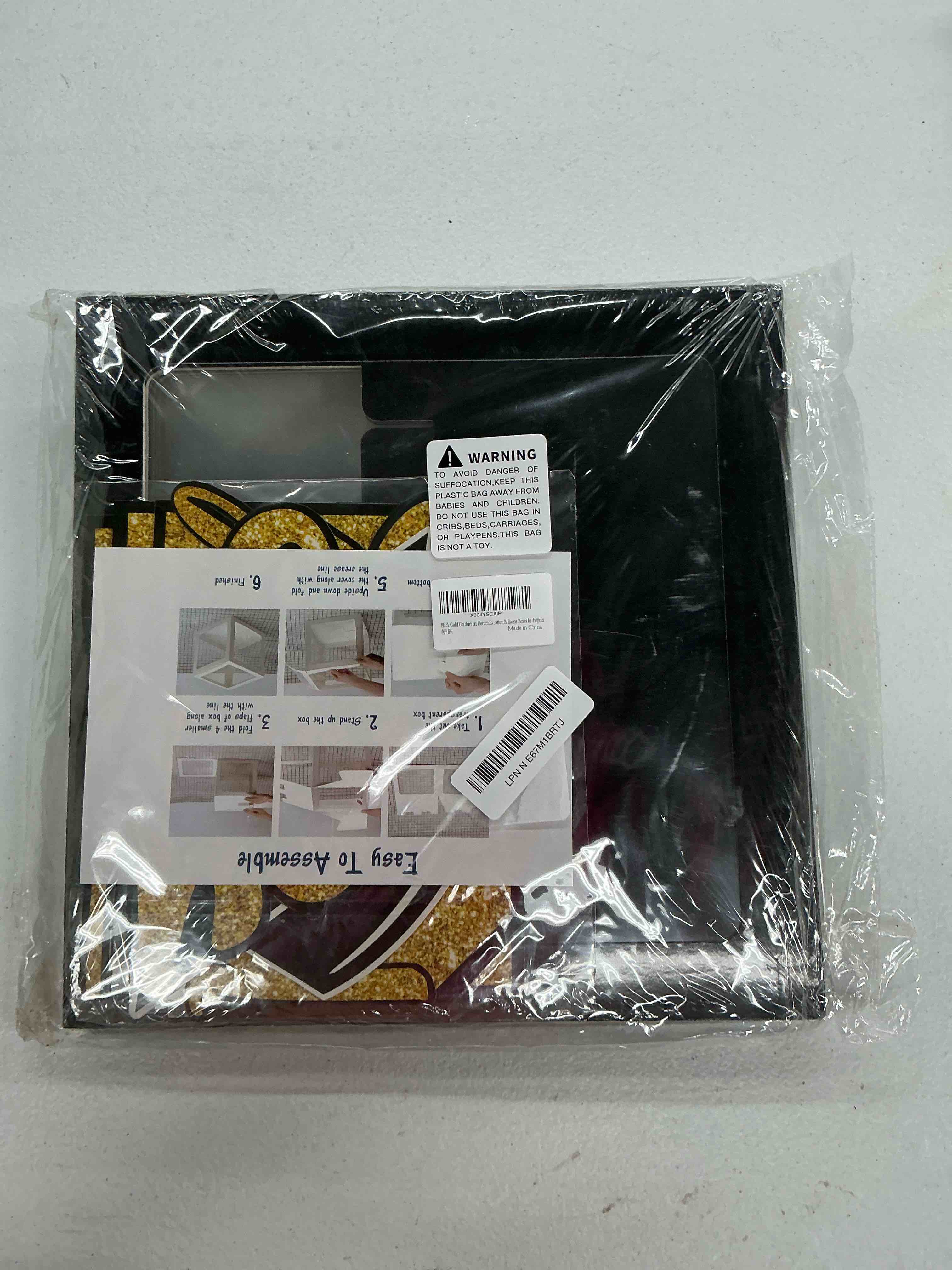 Condition photo showing New/Like New for black and gold graduation decorations 2026 - balloons boxes with letters 2026 grad so proud of you, congrats grad party decorations for any grades