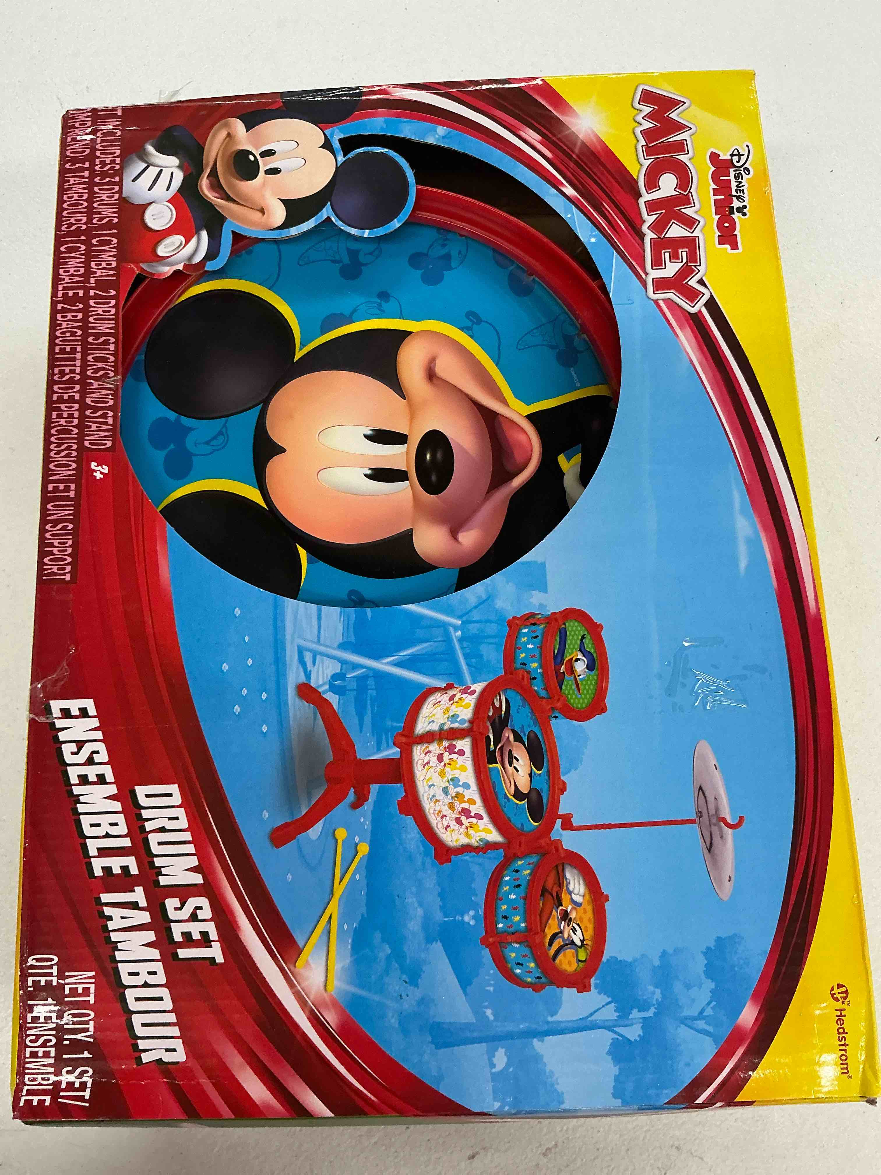 Condition photo showing Good Condition for mickey mouse toy drum set for kids - bundle with music set, tattoos | musical toys for toddlers, boys, girls
